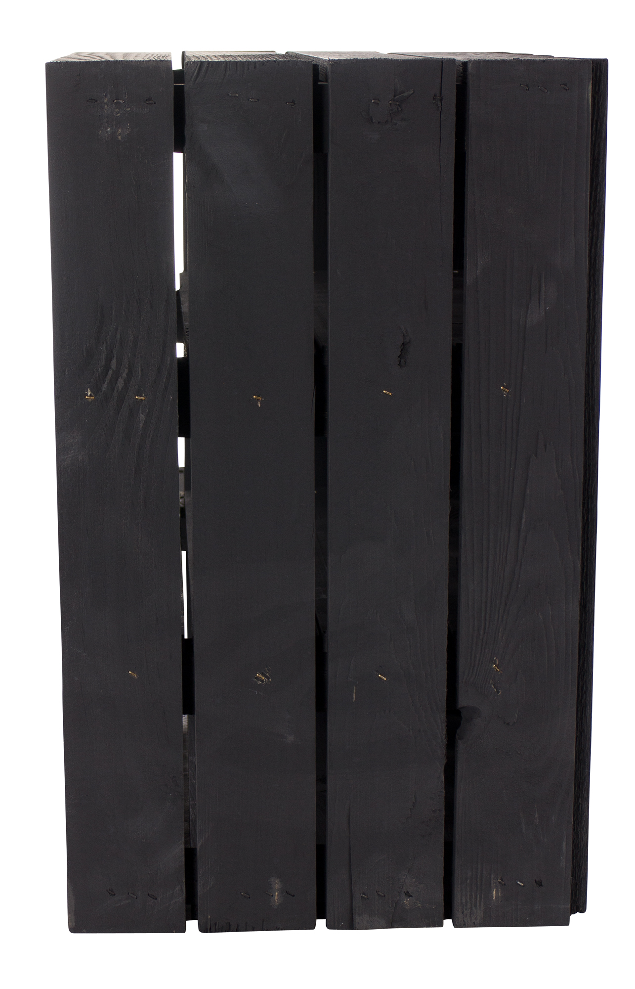 Schwarze Holzkiste mit 2 schwarzen Mittelbrettern -quer- 50x40x30cm