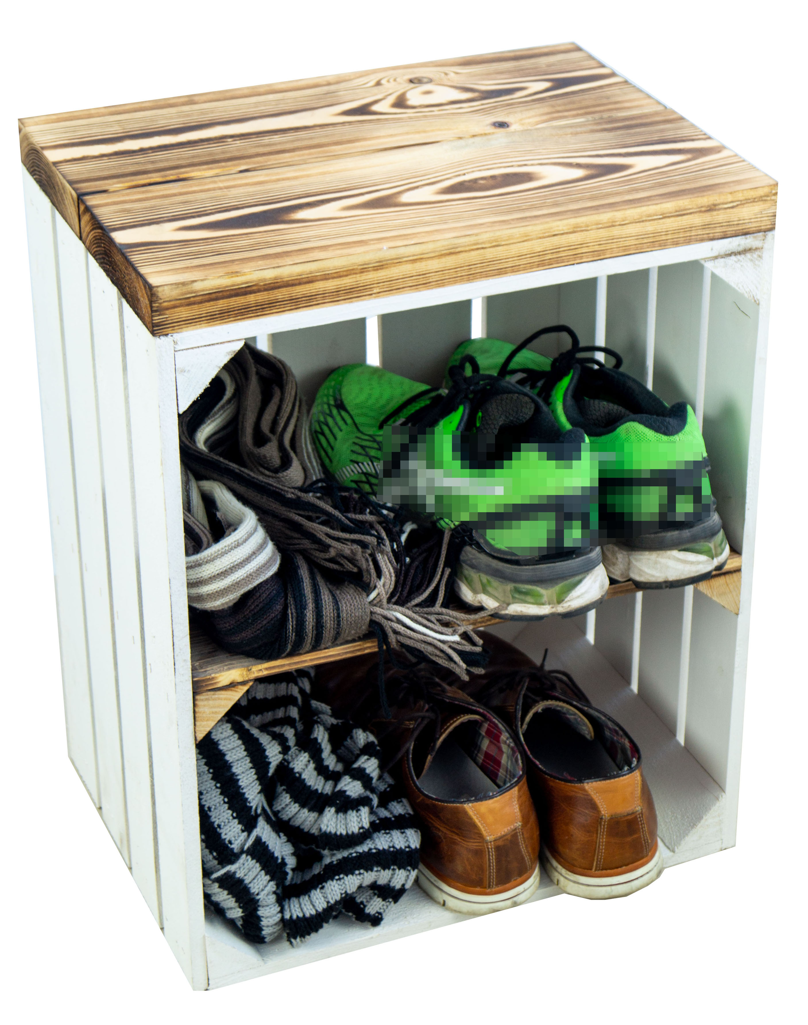 Hocker Anne weiss flam Quer flam Planke Hocker Anne weiss flam Quer flam Planke