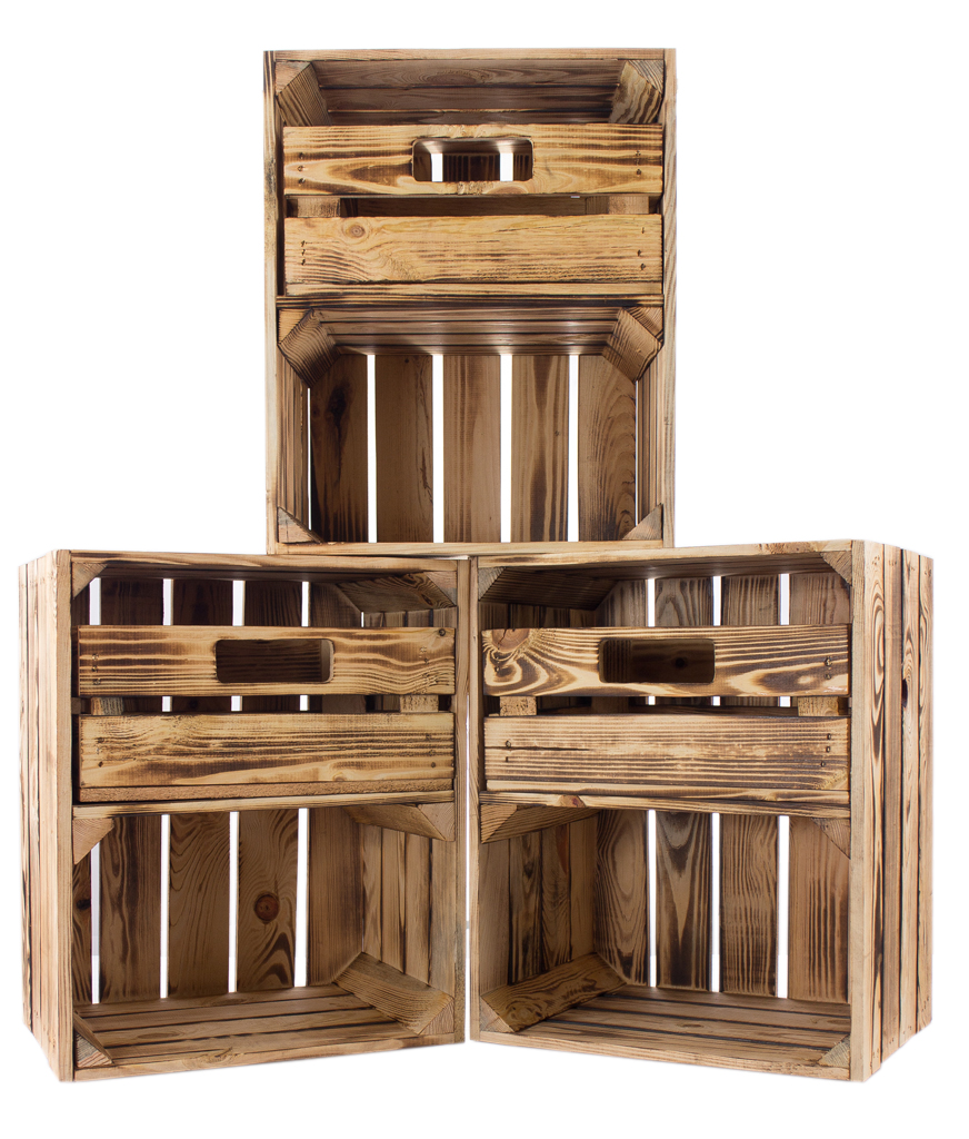 Geflammte Regalkiste -quer- mit Schublade 50x40x30cm