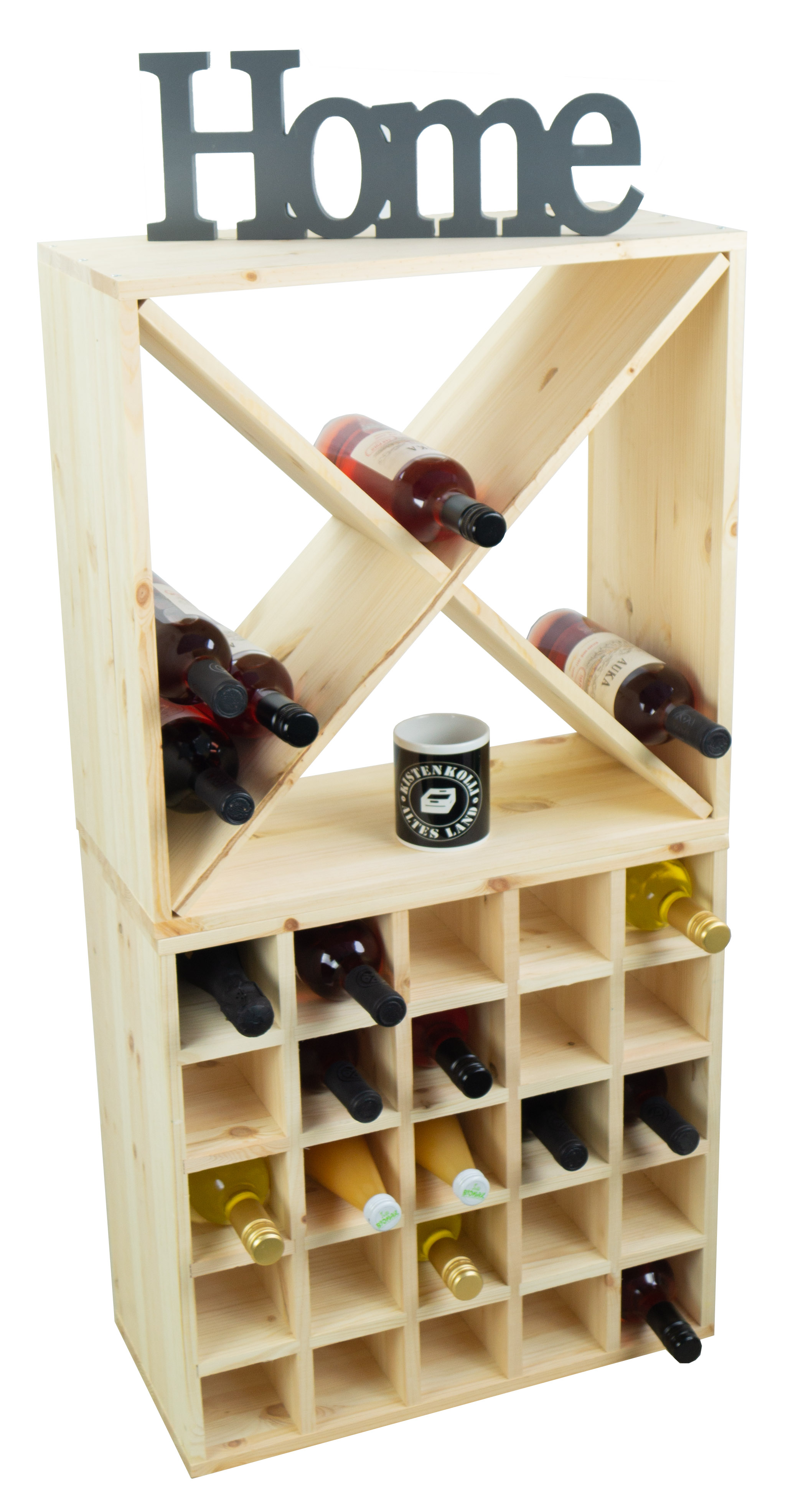 grosses Weinregal Natur 52 x 52 "X"