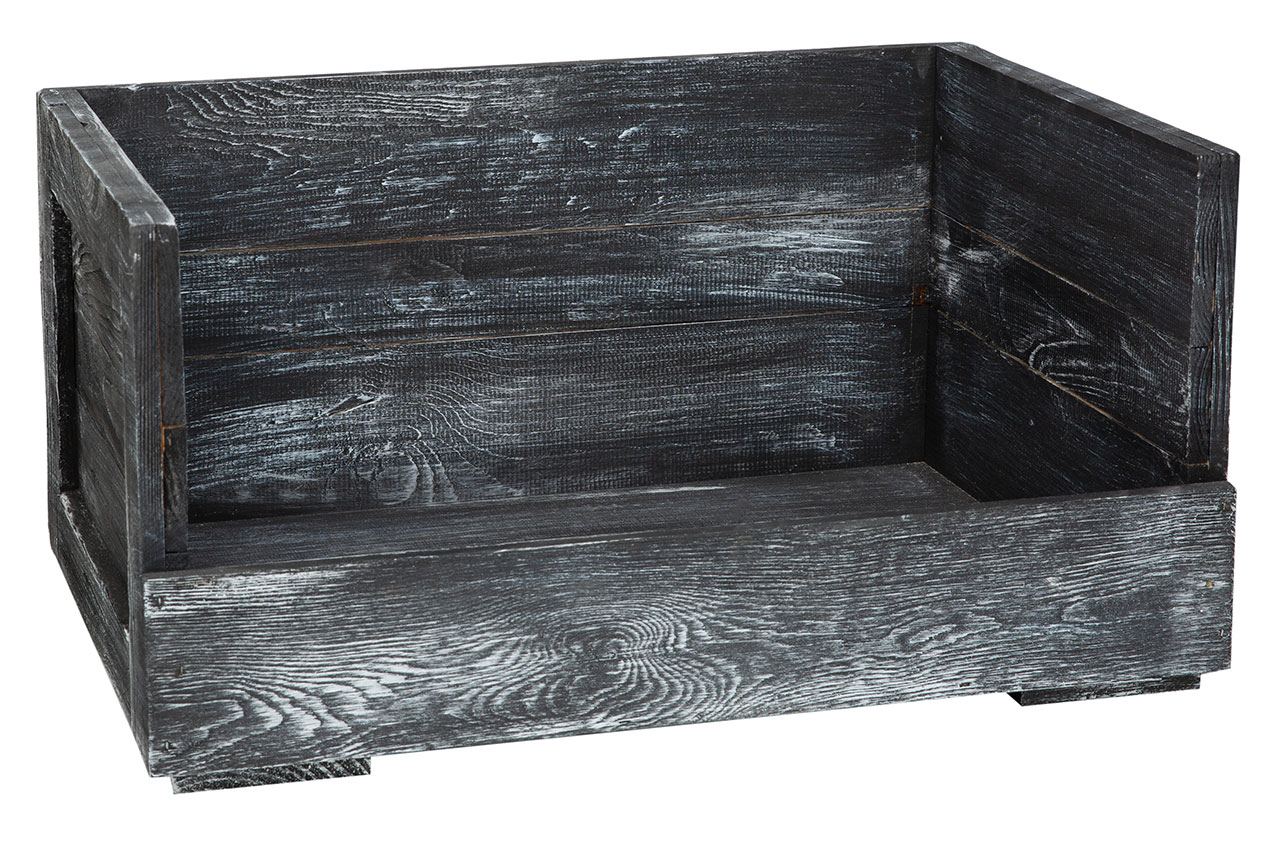 Kleines Katzenbett "Kitty" in schwarzem Holz mit Kissen 60x40x30cm Kleines Katzenbett "Kitty" in schwarzem Holz mit Kissen 60x40x30cm