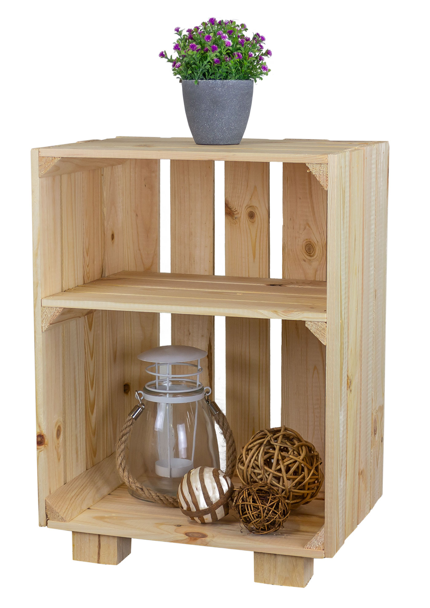 Heller Nachttisch mit Mittelbrett und Füßen 30,5x40x54cm