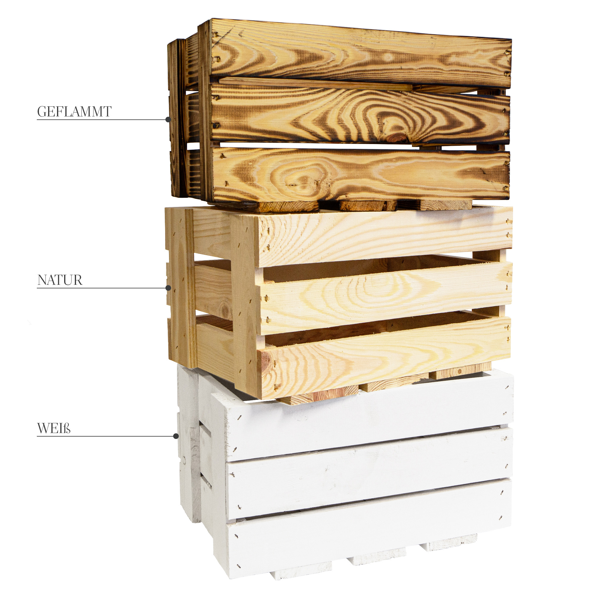 Mini-Weinkiste in geflammt 34x23x19cm