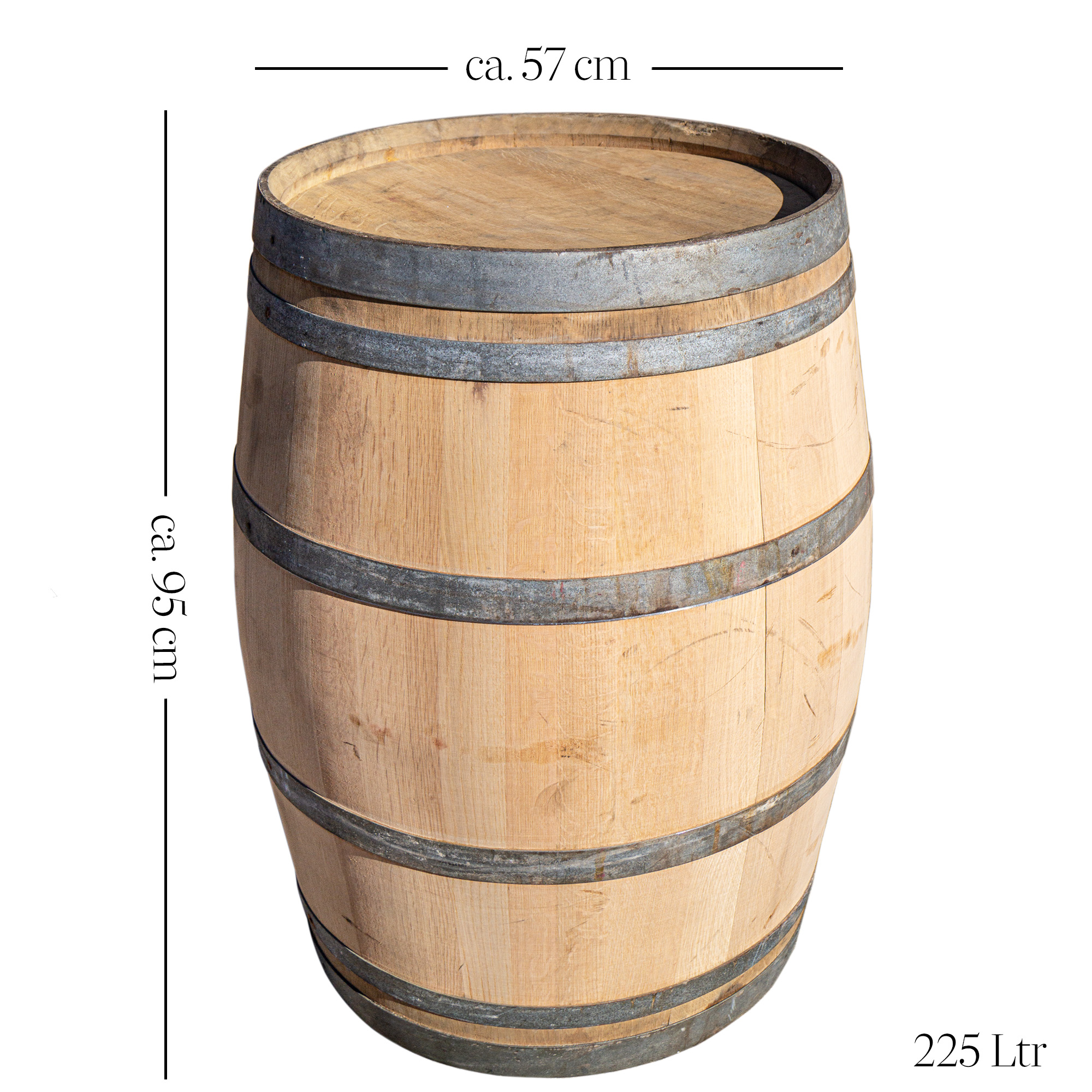 Gebrauchtes Weinfass geschliffen 225L kaufen – Eichenfass für Garten, Deko & Möbelbau 