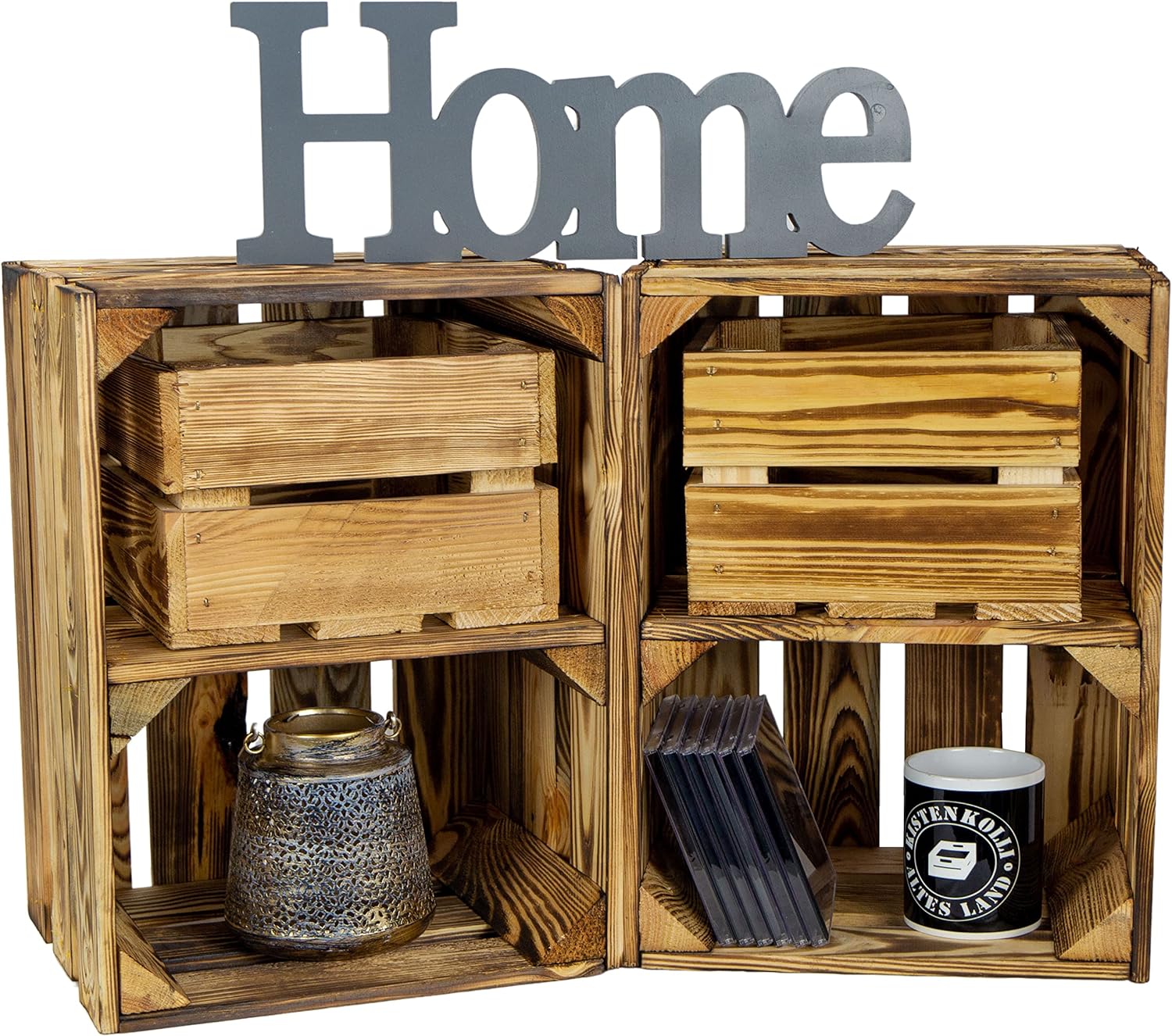 Holzkiste Bella geflammt40 x 30 x 25cm mit Schublade Lotta