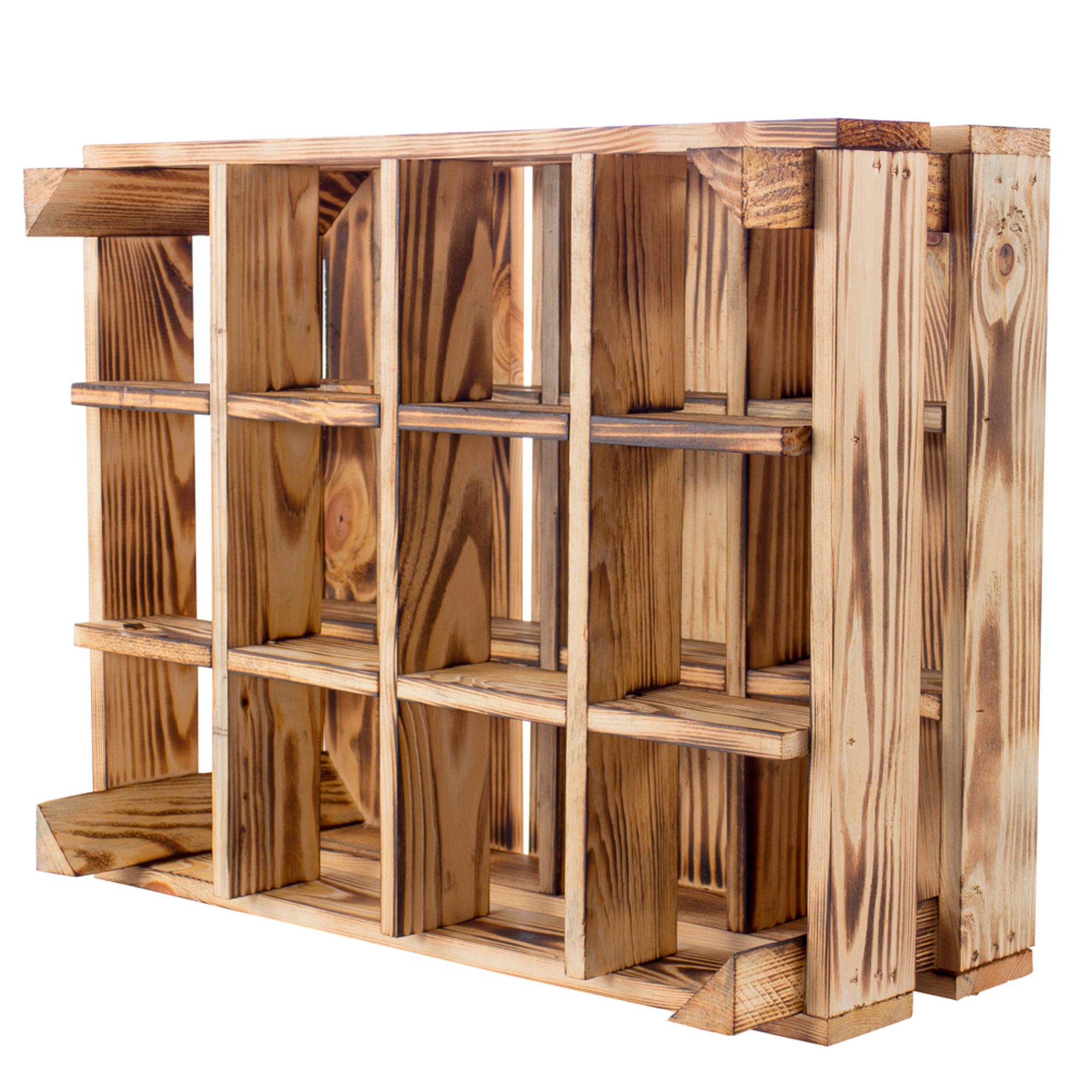 Geflammtes Weinregal mit Platz für 12 Flaschen 50x23x40cm Geflammtes Weinregal mit Platz für 12 Flaschen 50x23x40cm