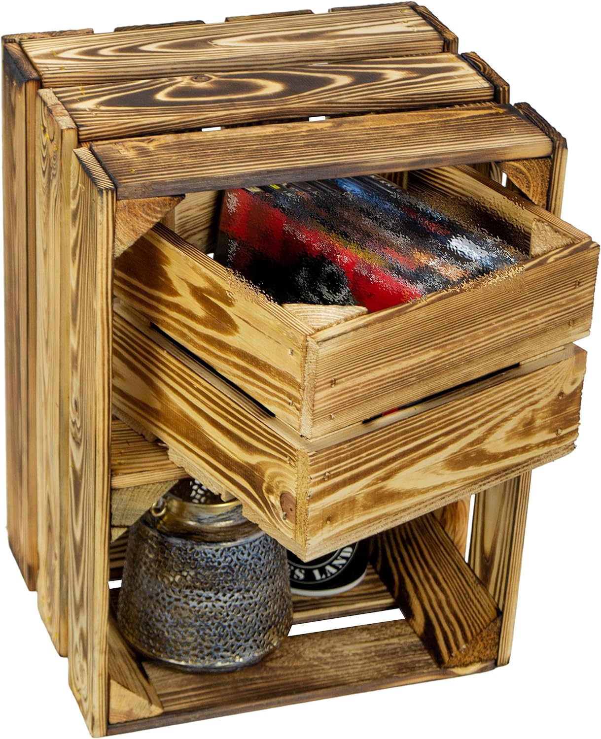 Holzkiste Bella geflammt40 x 30 x 25cm mit Schublade Lotta