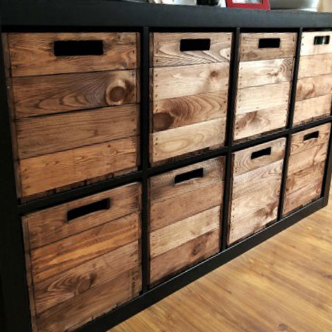 4er Paket Holzkiste "used" für Kallax Regale