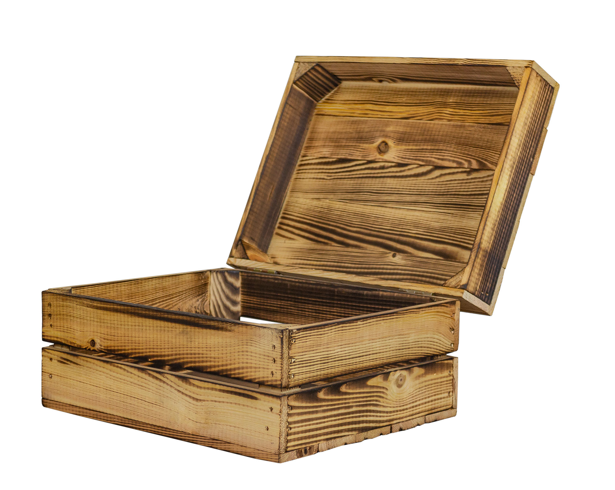 Geflammte Holztruhe als Geschenkbox oder Erinnerungskiste M 40x32x22cm