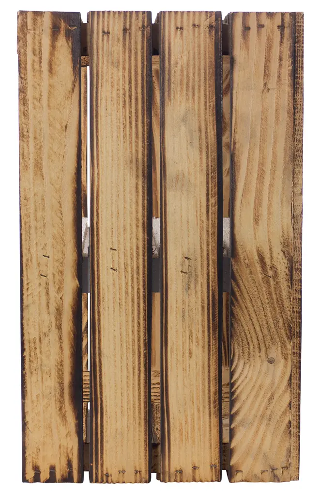 Geflammte Holzkiste mit Mittelbrett in weiß -quer- 50x40x30cm Geflammte Holzkiste mit Mittelbrett in weiß -quer- 50x40x30cm