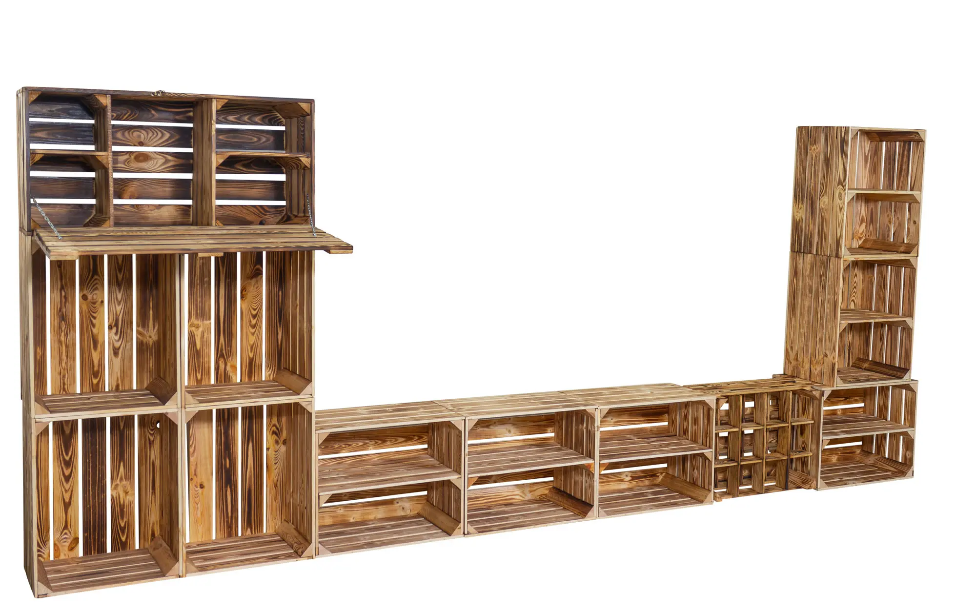 Wohnwand, TV-Board und Minibar "Sienna" mit Regal Wohnwand, TV-Board und Minibar "Sienna" mit Regal