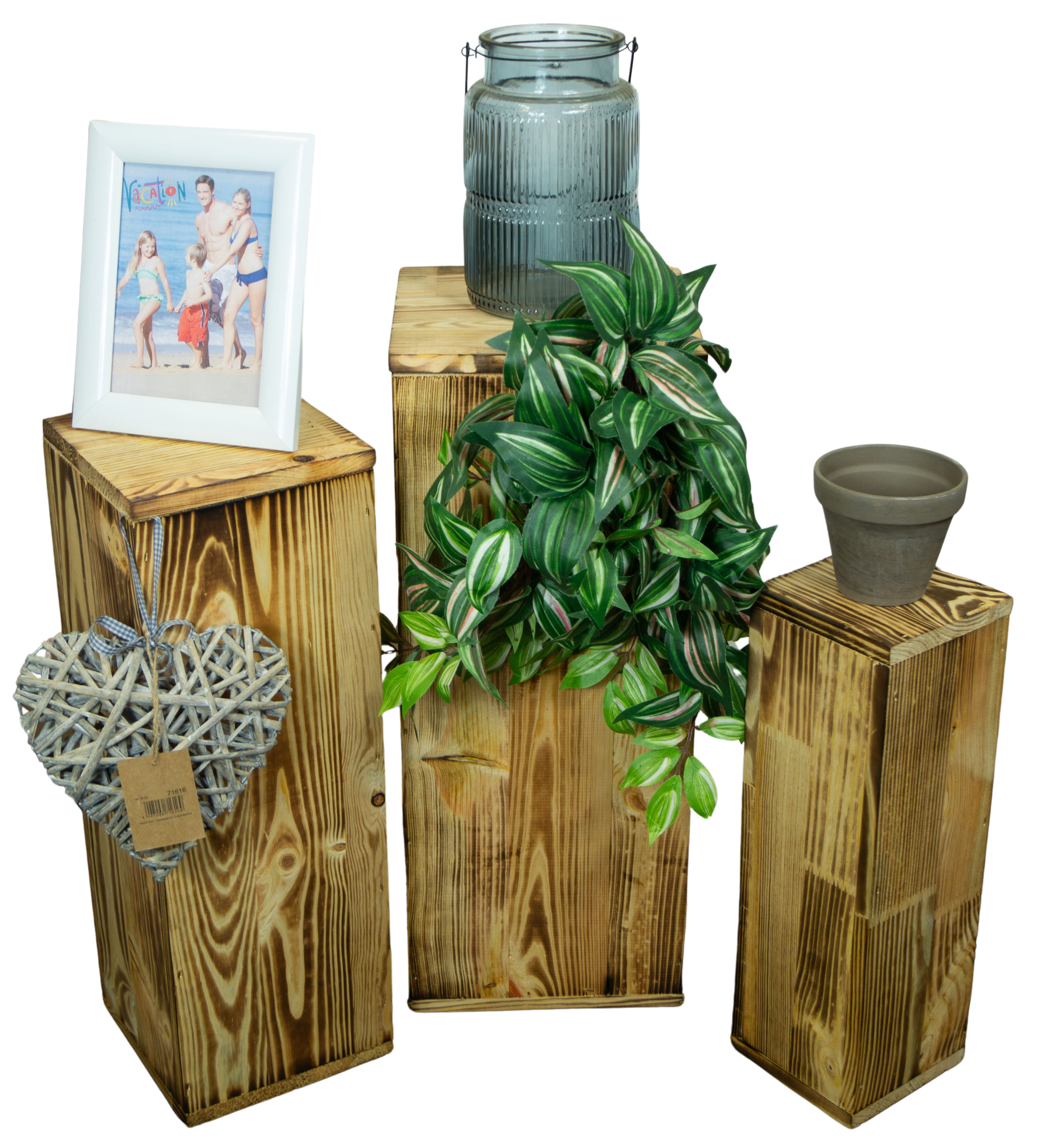 3er Set Dekosäulen viereckig in geflammt 24x24x60cm 3er Set Dekosäulen viereckig in geflammt 24x24x60cm