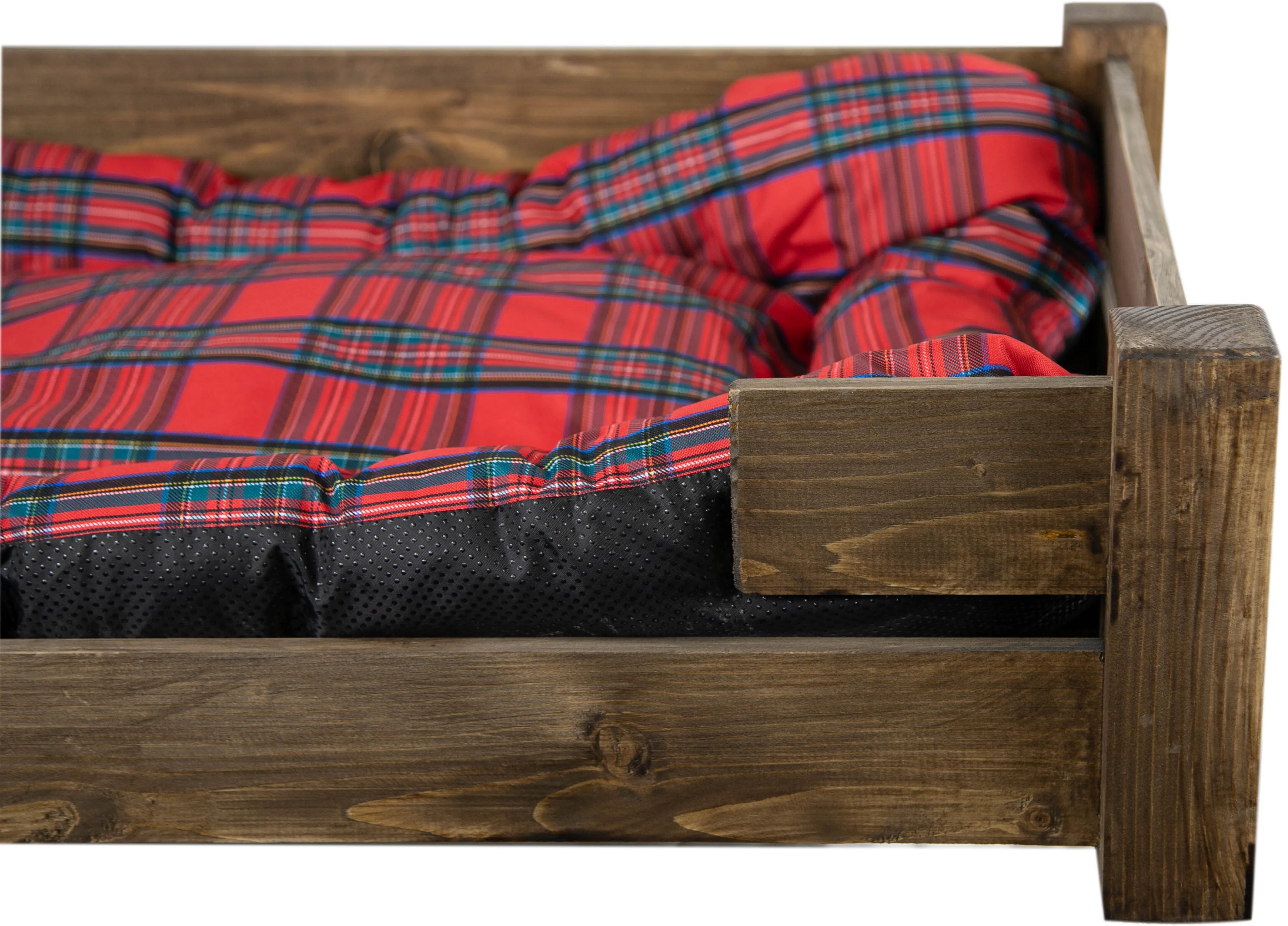 Hundebett Winston XXL Palisander mit Füßen mit Kissen rot 100x60x25cm