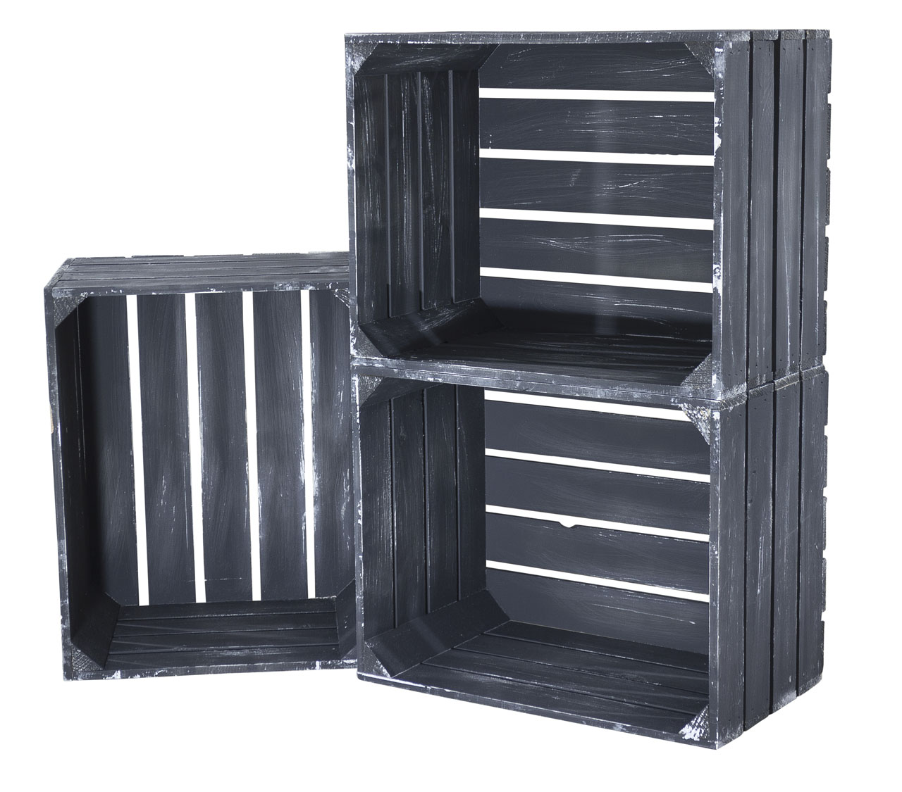 Holzkiste Shabby Schwarz 50x40x30cm