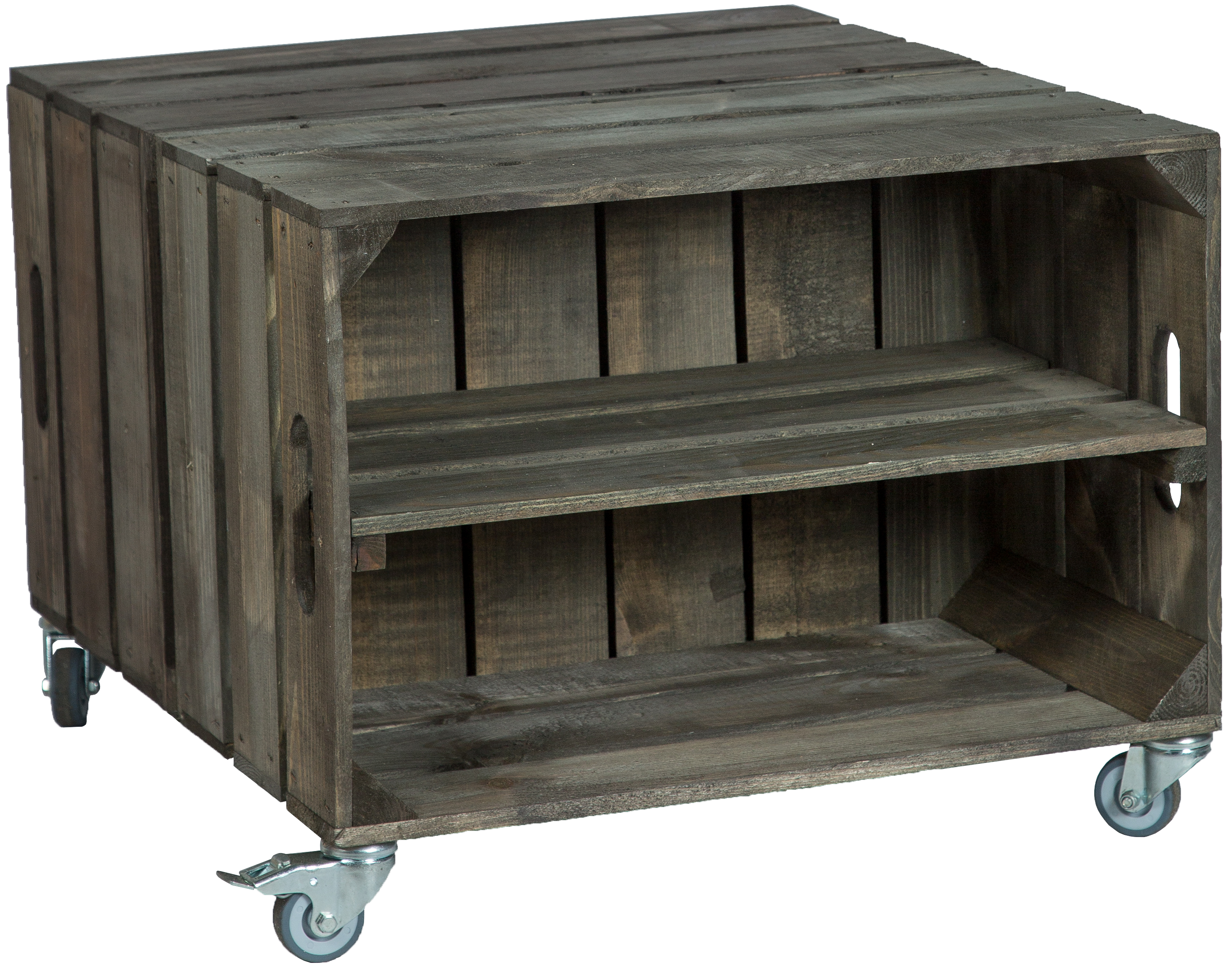 kleiner Obstkistentisch Elfriede dunkel inkl. Rollen