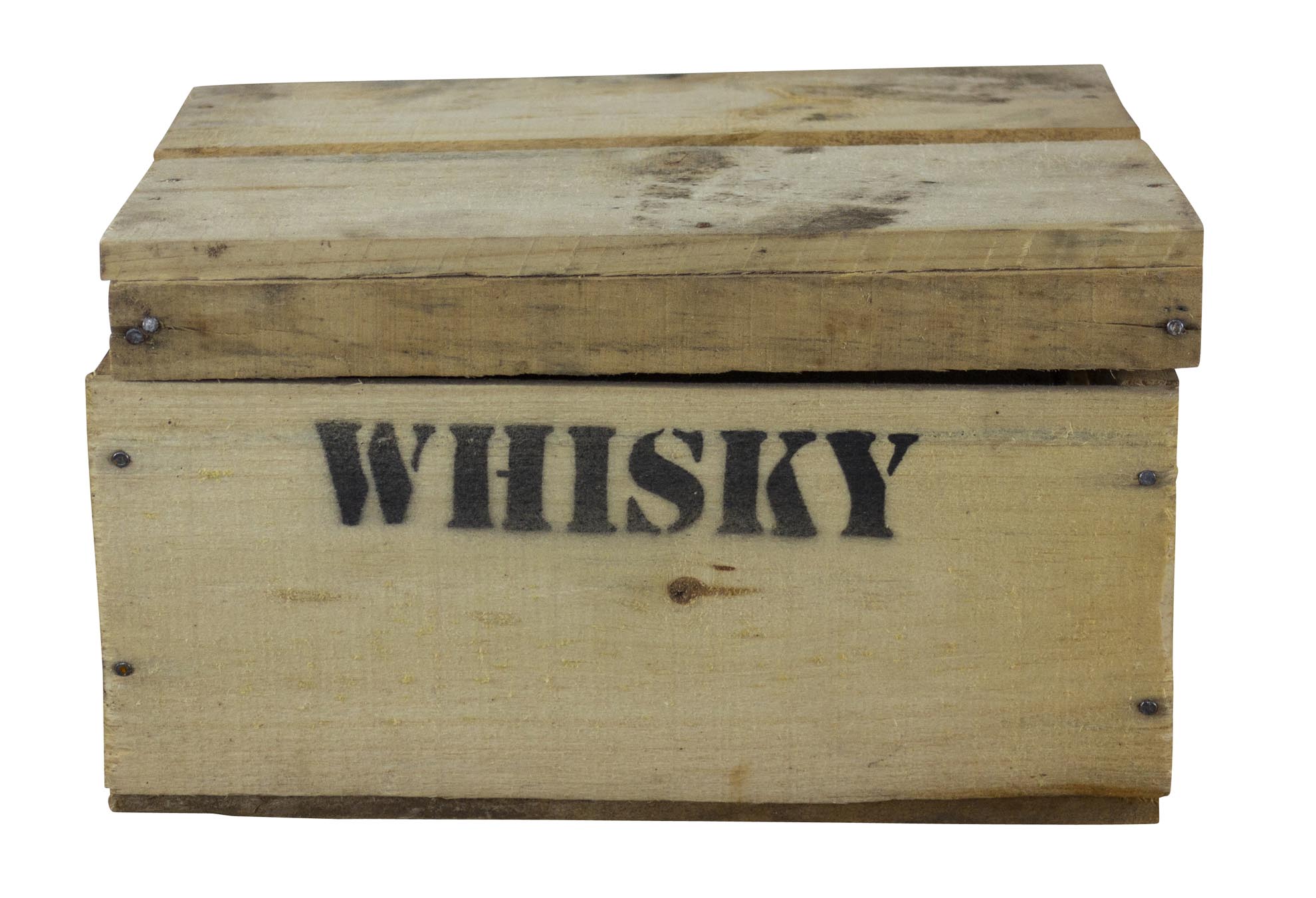 Rustikale Obstkiste mit Deckel und Aufdruck Whisky 26x20x15cm Rustikale Obstkiste mit Deckel und Aufdruck Whisky 26x20x15cm