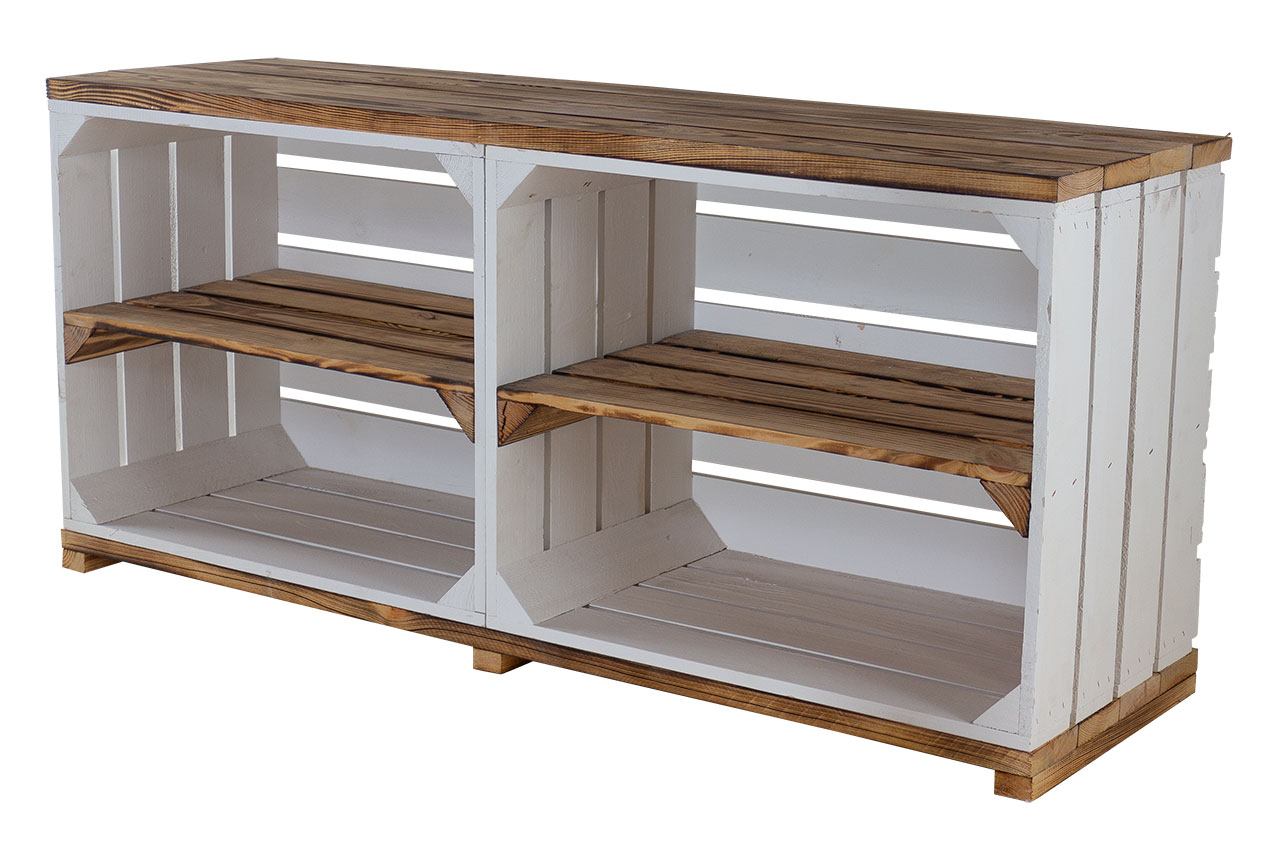 TV-Schrank aus Regalkisten auf Holzfüßen 100x30x50cm