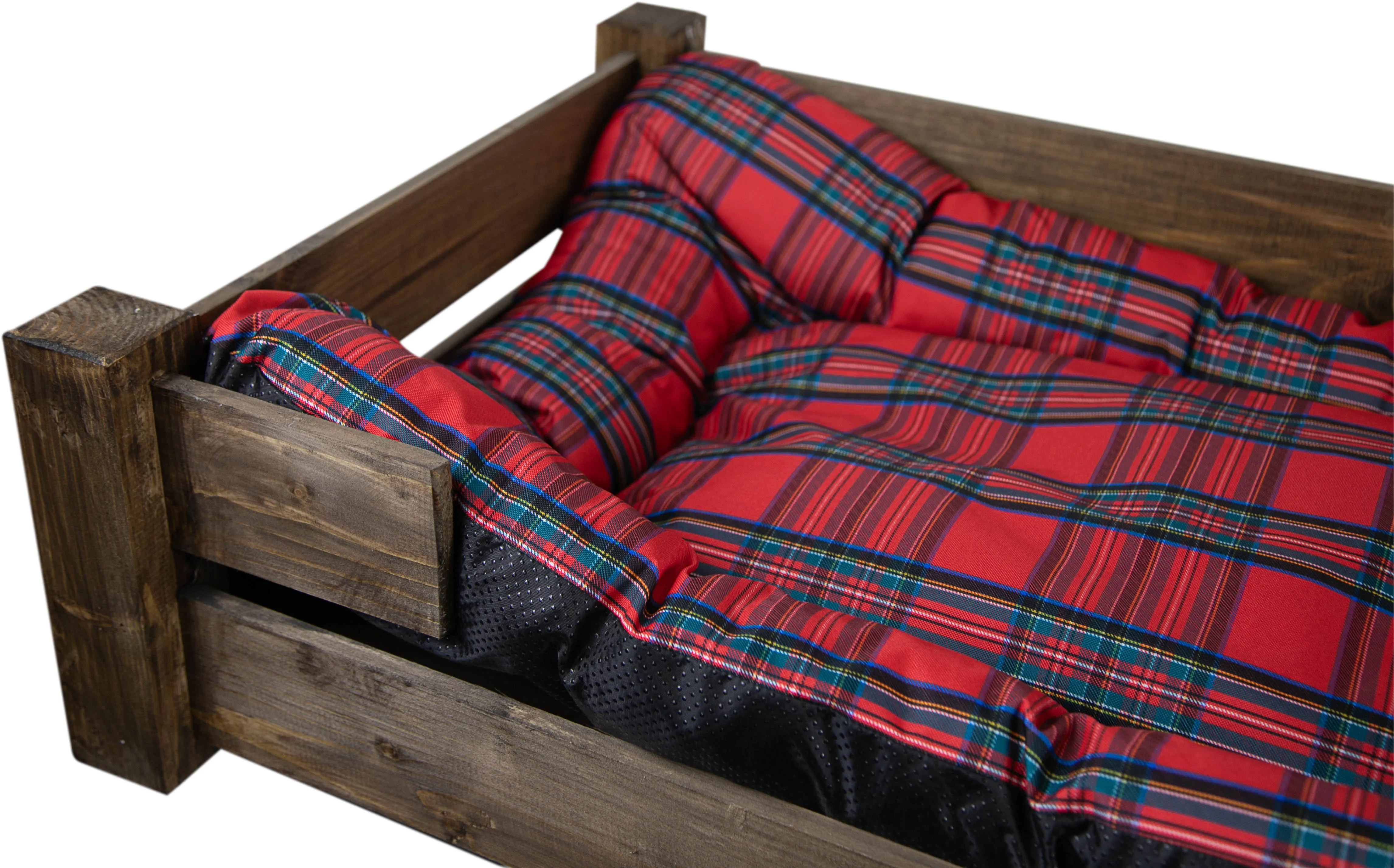 Hundebett Winston XXL Palisander mit Füßen mit Kissen rot 100x60x25cm