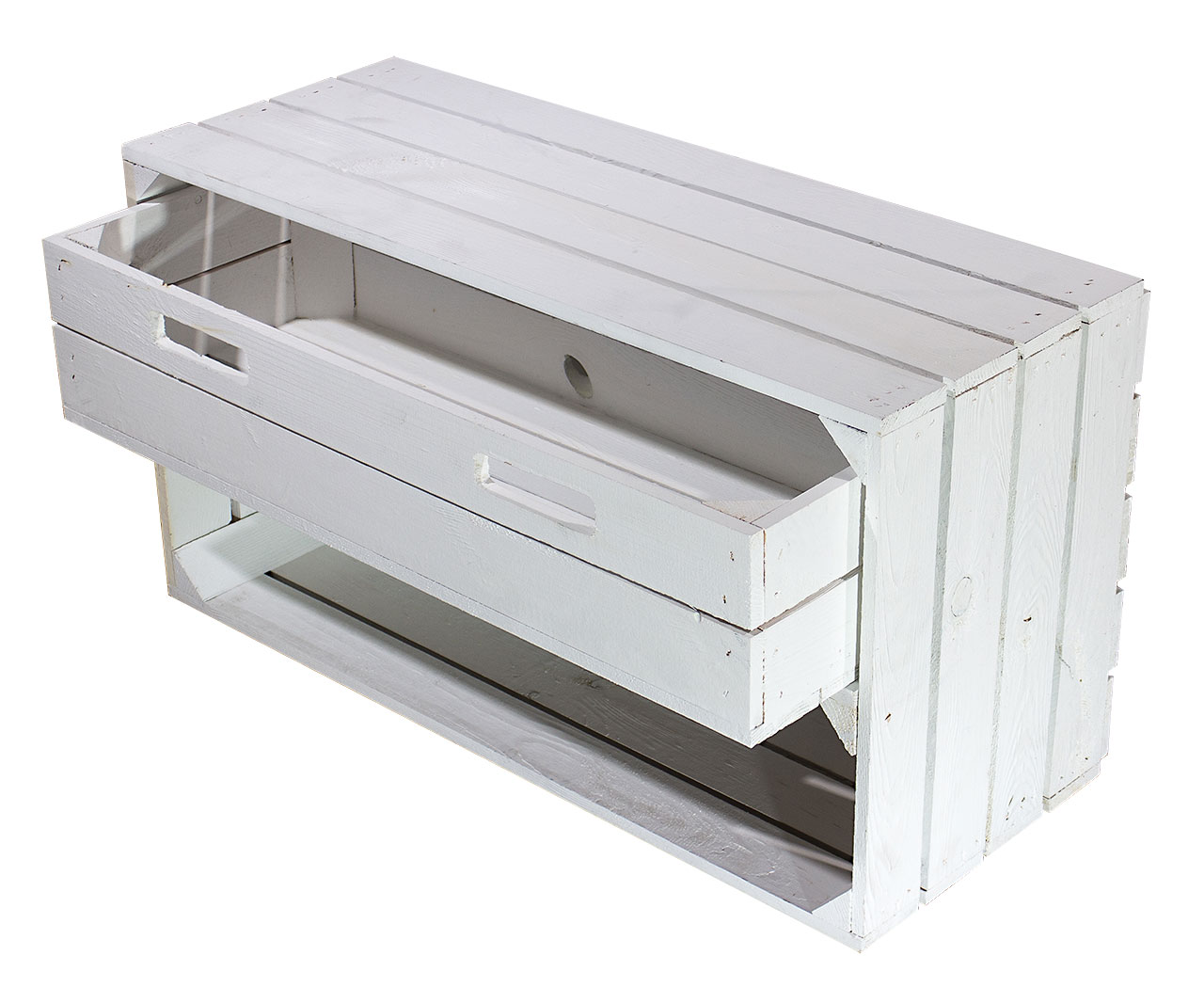 Breite weiße Kiste mit Schublade 68x40,5x31cm