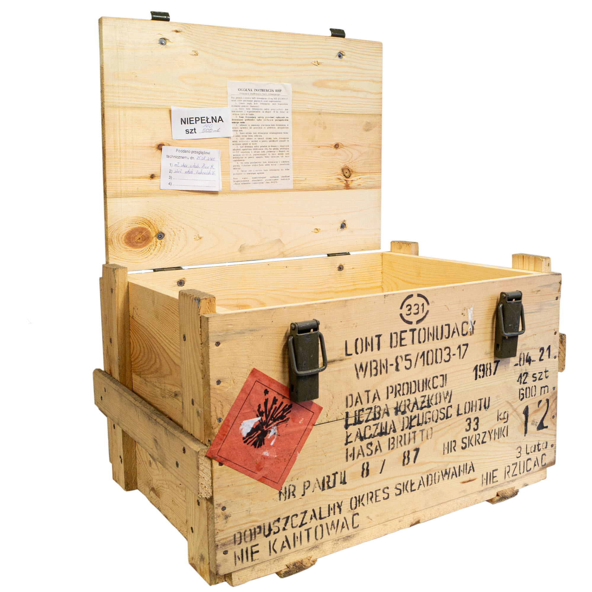 Vintage Frachtkiste WBN-85 Holz 60x40x36 cm Transportkiste Truhe Metallbeschläge