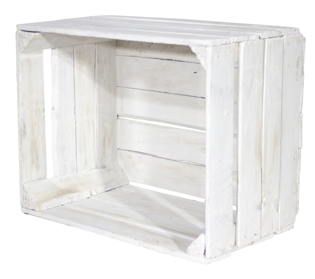 B-Ware - Alte weiße Holzkiste 50x40x30cm