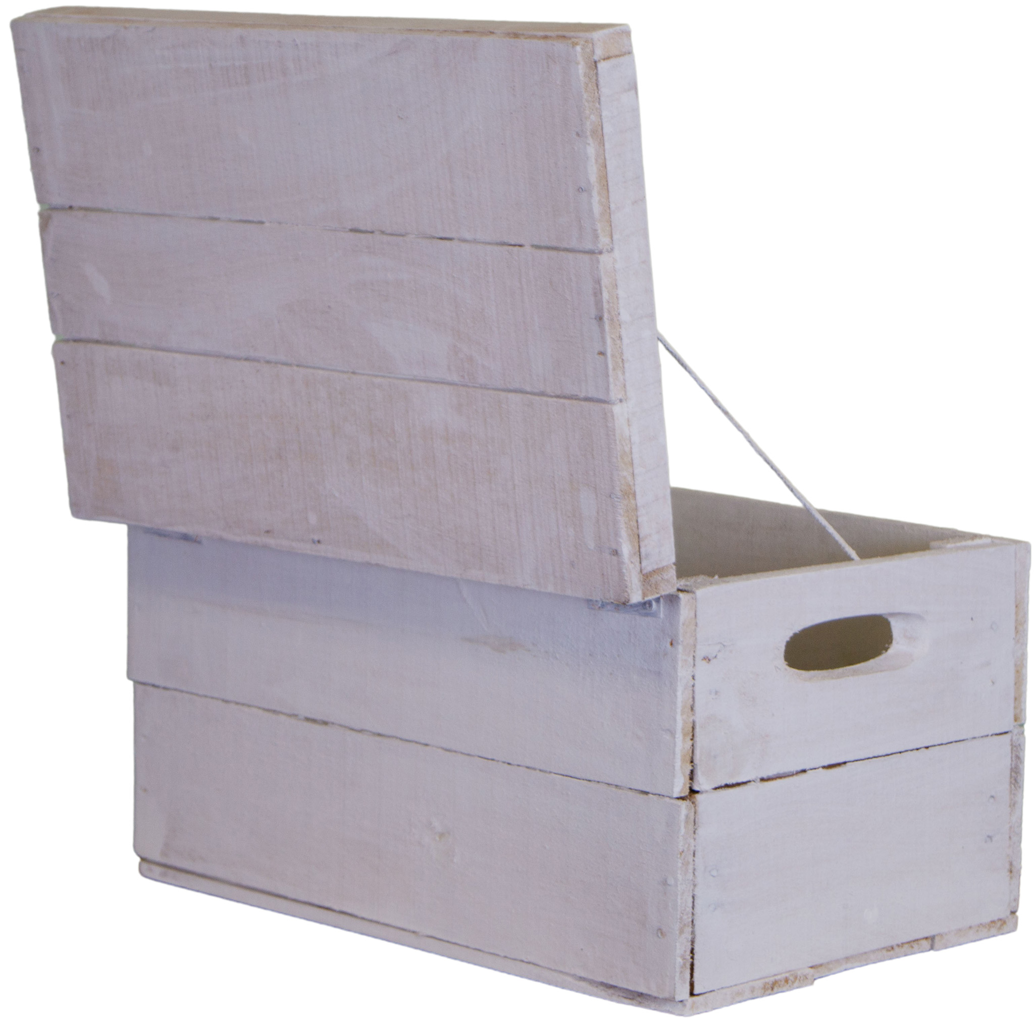 alte Holztruhe weiß Whisky mit Deckel in Größe M