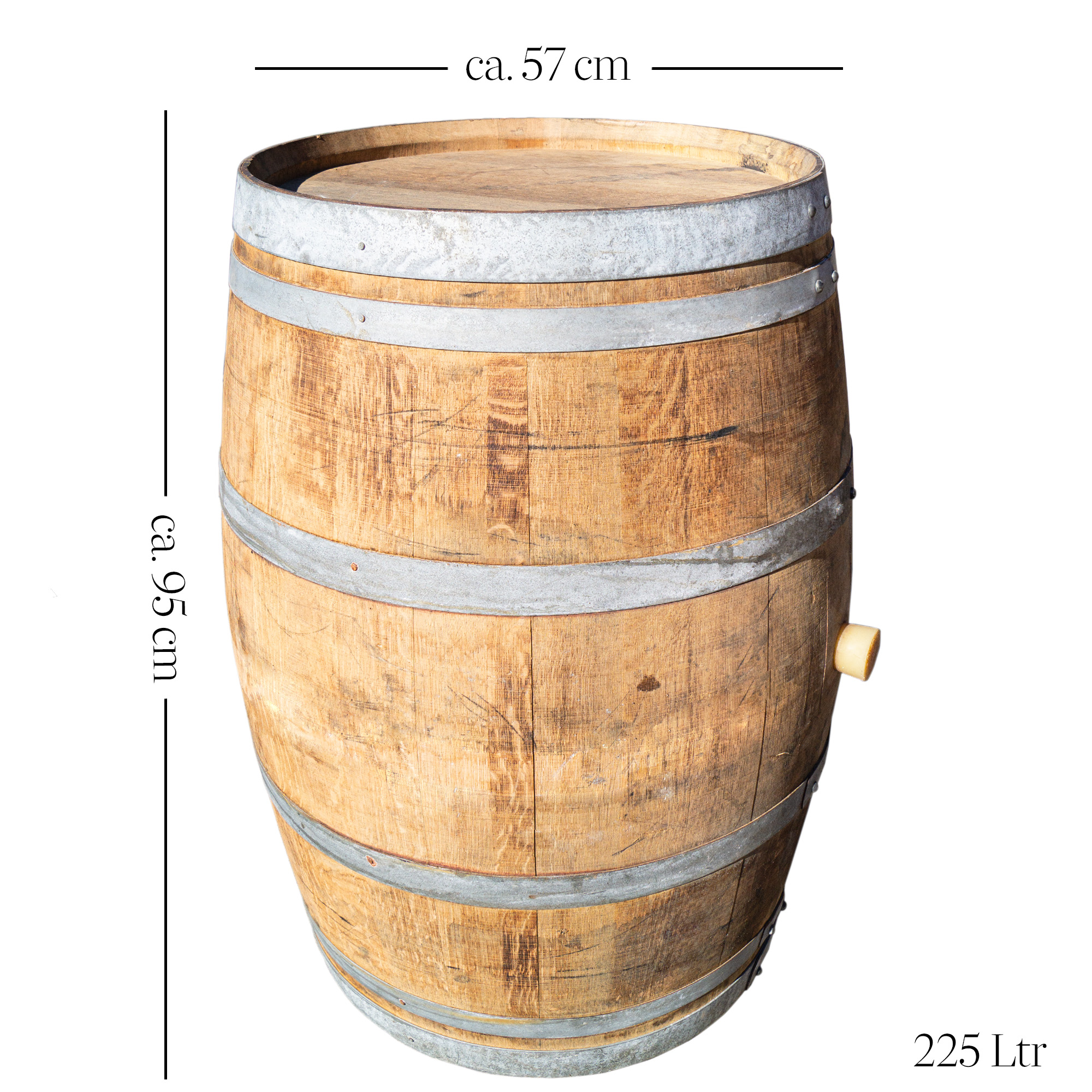 Gebrauchtes Weinfass 225L kaufen – Eichenfass für Garten, Deko & Möbelbau