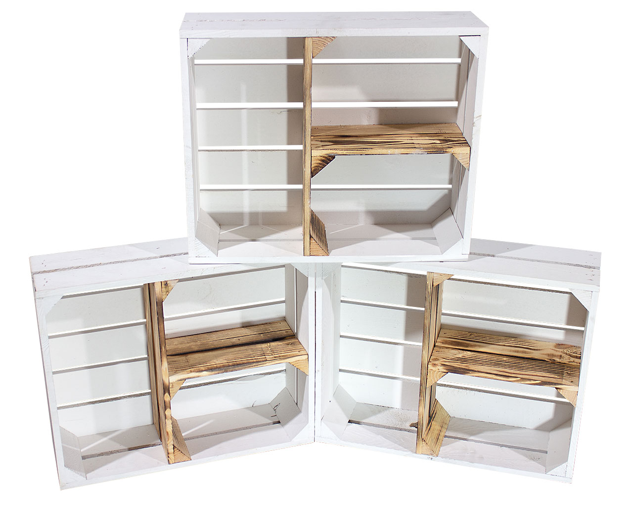 Flache weiß geflammte Kiste mit T Trenner 50x40x15cm Flache weiß geflammte Kiste mit T Trenner 50x40x15cm