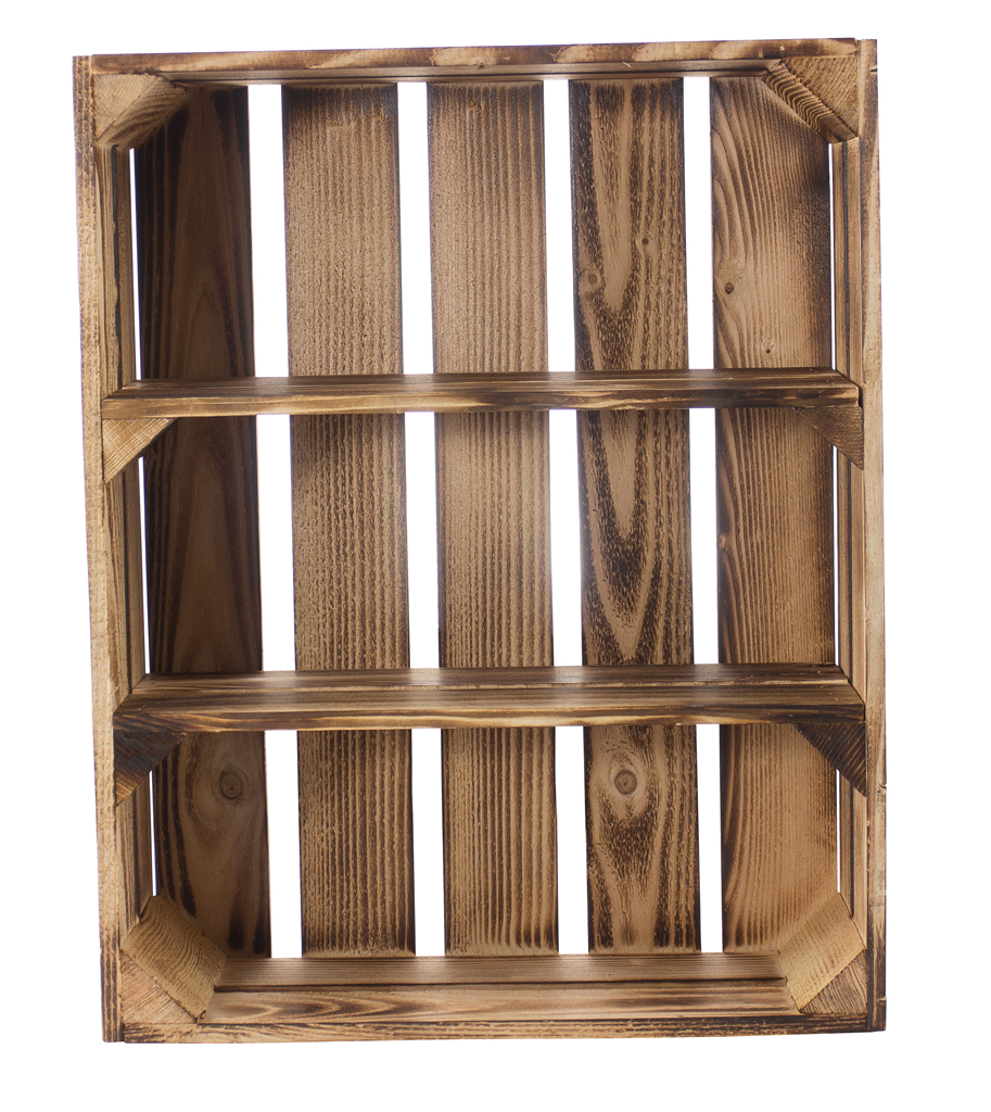 Regalkiste flach mit 3 Fächern *geflammt* 50x40,5x16cm Regalkiste flach mit 3 Fächern *geflammt* 50x40,5x16cm