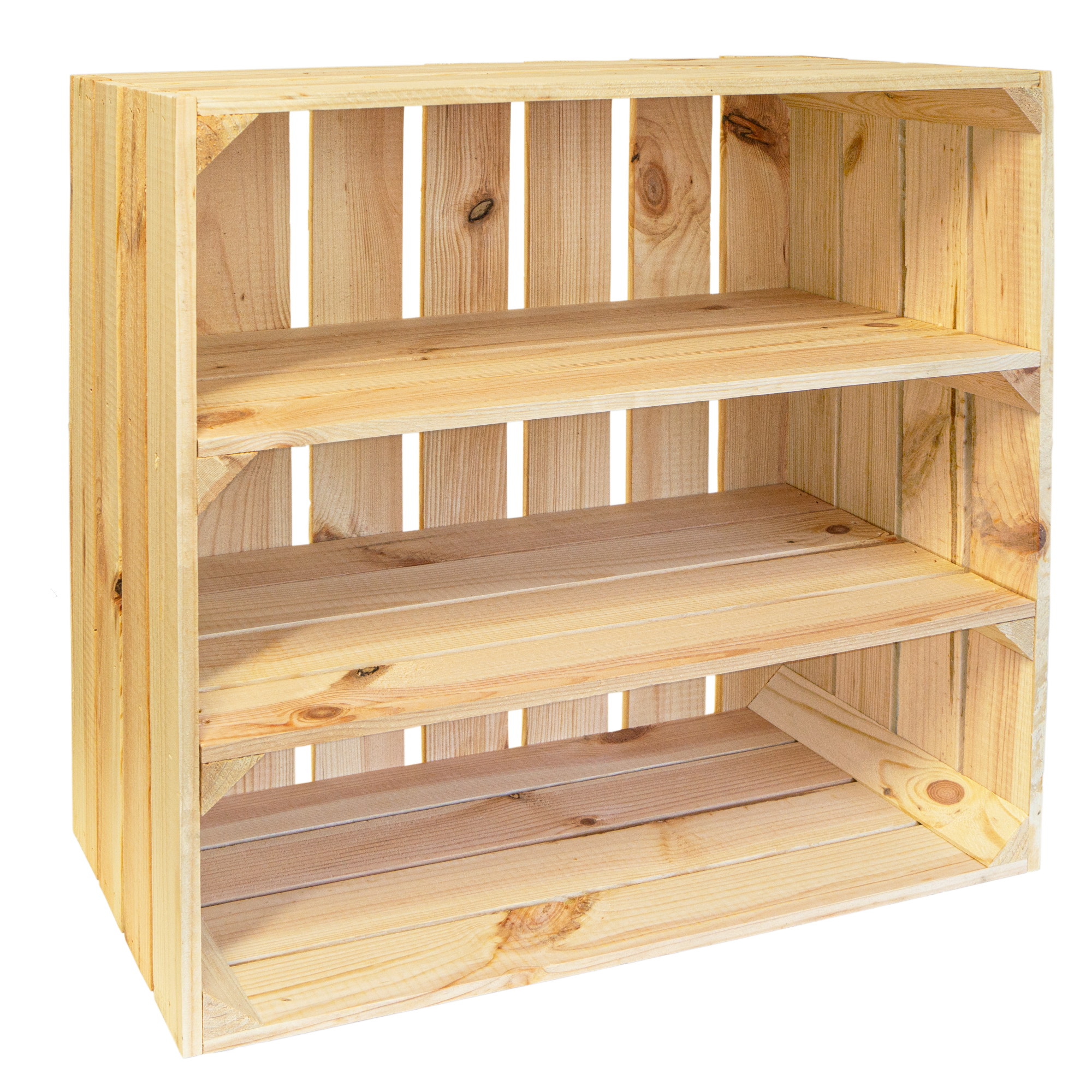 Regalkiste Tamme Natur mit 3 Fächern Natur 55x55x30cm