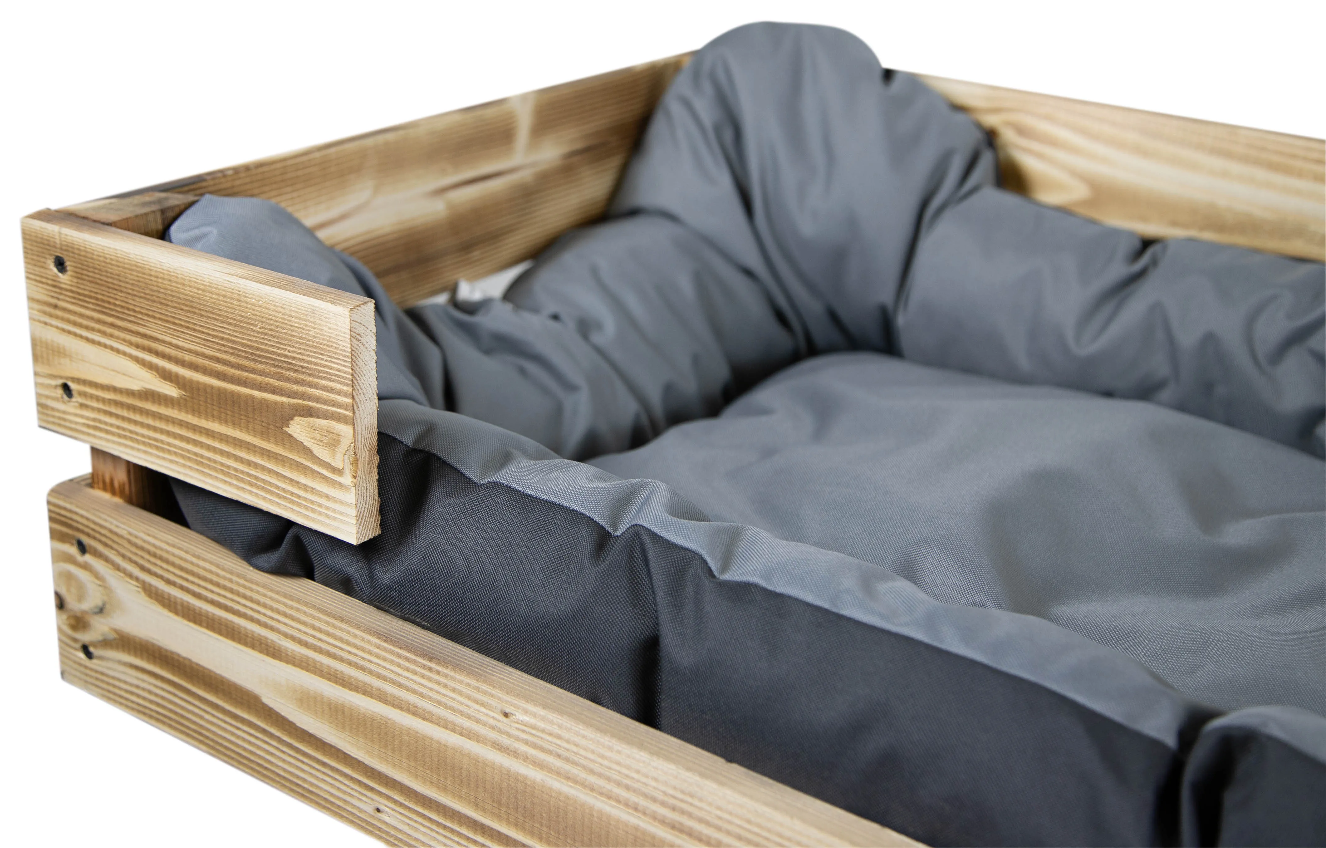 Hundebett Rocky geflammt optional mit Kissen 80x50x21cm Grau