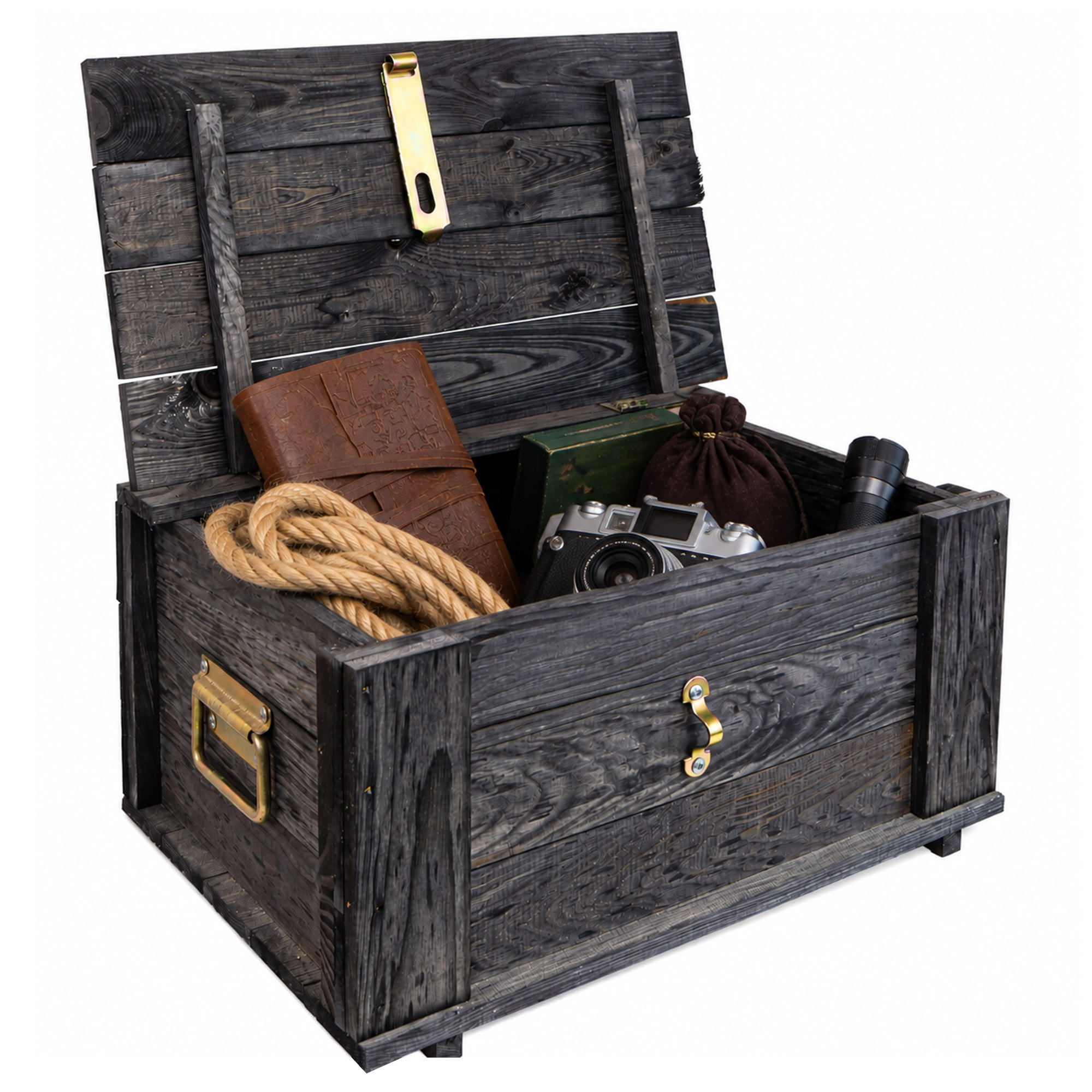 Truhe Hugo Vintage schwarz mit Deckel 50 x 36 x 26cm Truhe Hugo Vintage schwarz mit Deckel 50 x 36 x 26cm