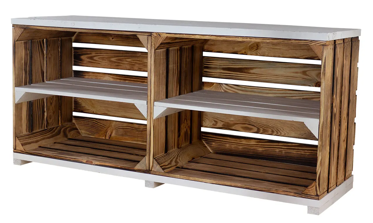 TV-Schrank aus Regalkisten auf Holzfüßen 100x30x50cm TV-Schrank aus Regalkisten auf Holzfüßen 100x30x50cm