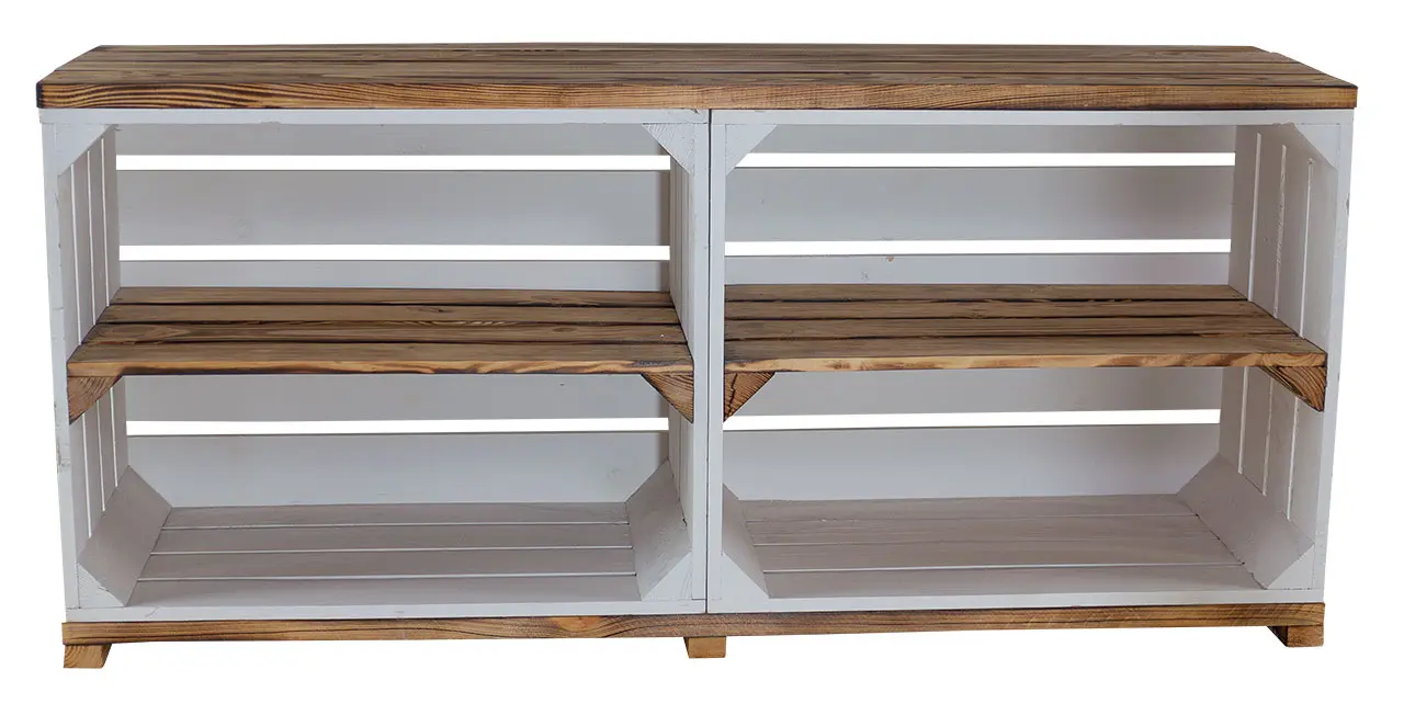 TV-Schrank aus Regalkisten auf Holzfüßen 100x30x50cm