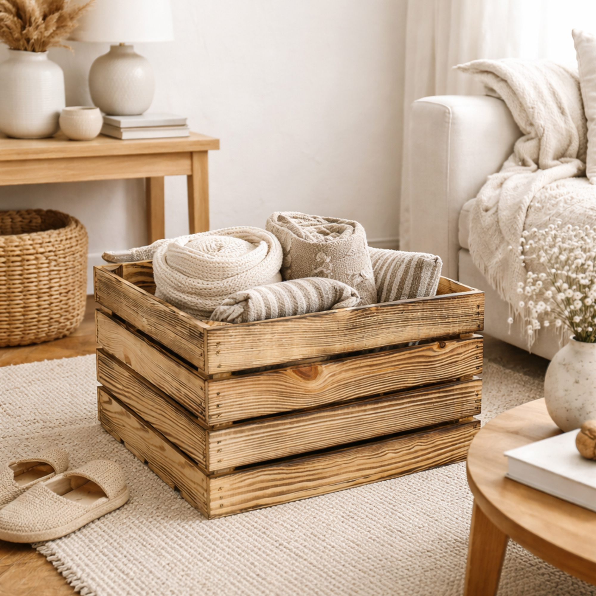 Neue geflammte Apfelkiste im Vintage Design 50x40x30cm