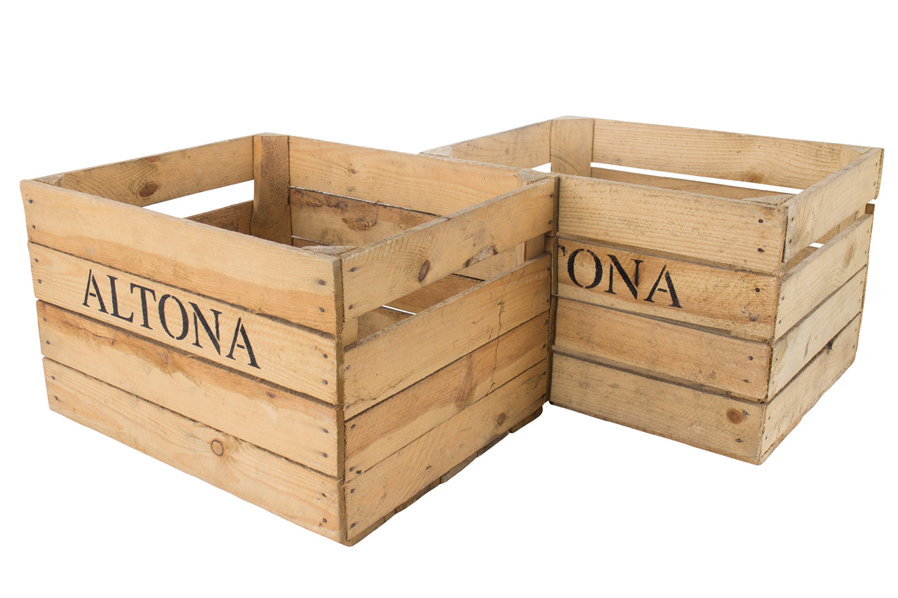 Stylische gebrauchte alte Apfelkiste mit Aufdruck "Altona" 50x40x30cm Stylische gebrauchte alte Apfelkiste mit Aufdruck "Altona" 50x40x30cm