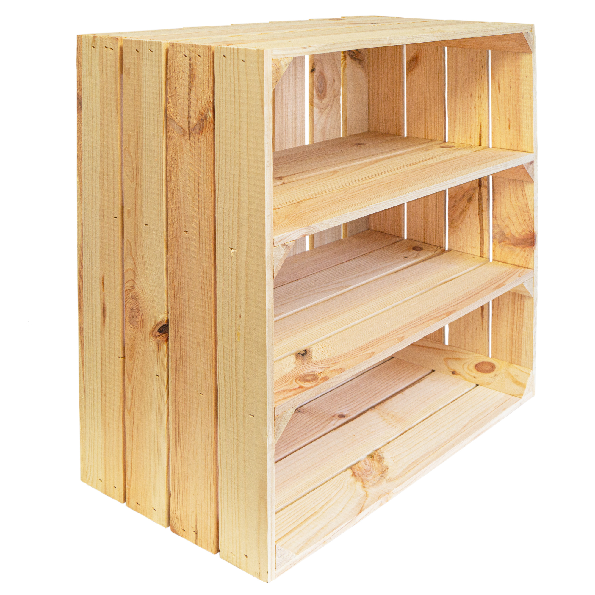 Regalkiste Tamme Natur mit 3 Fächern Natur 55x55x30cm