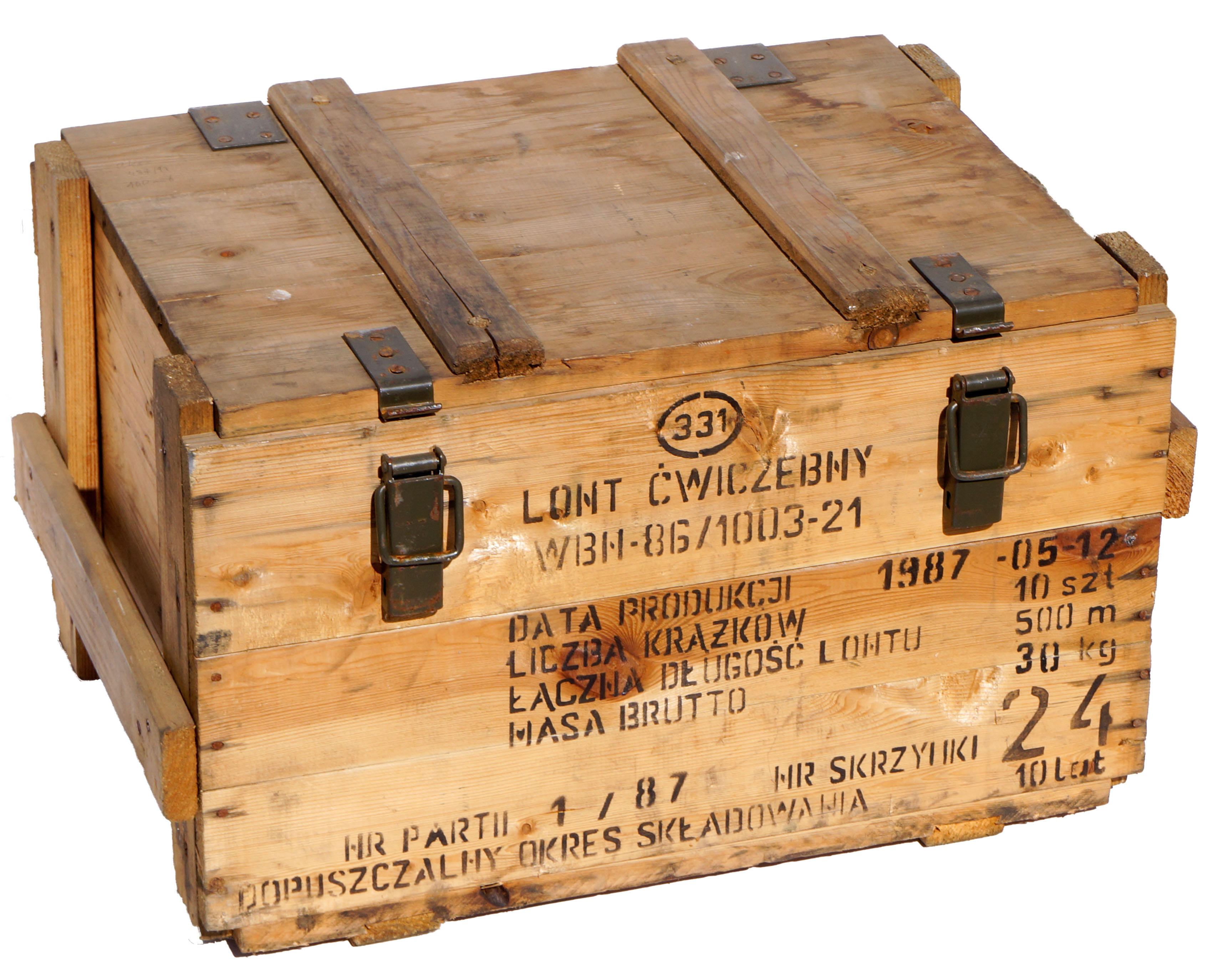 Vintage Frachtkiste WBN-85 Holz 60x40x36 cm Transportkiste Truhe Metallbeschläge