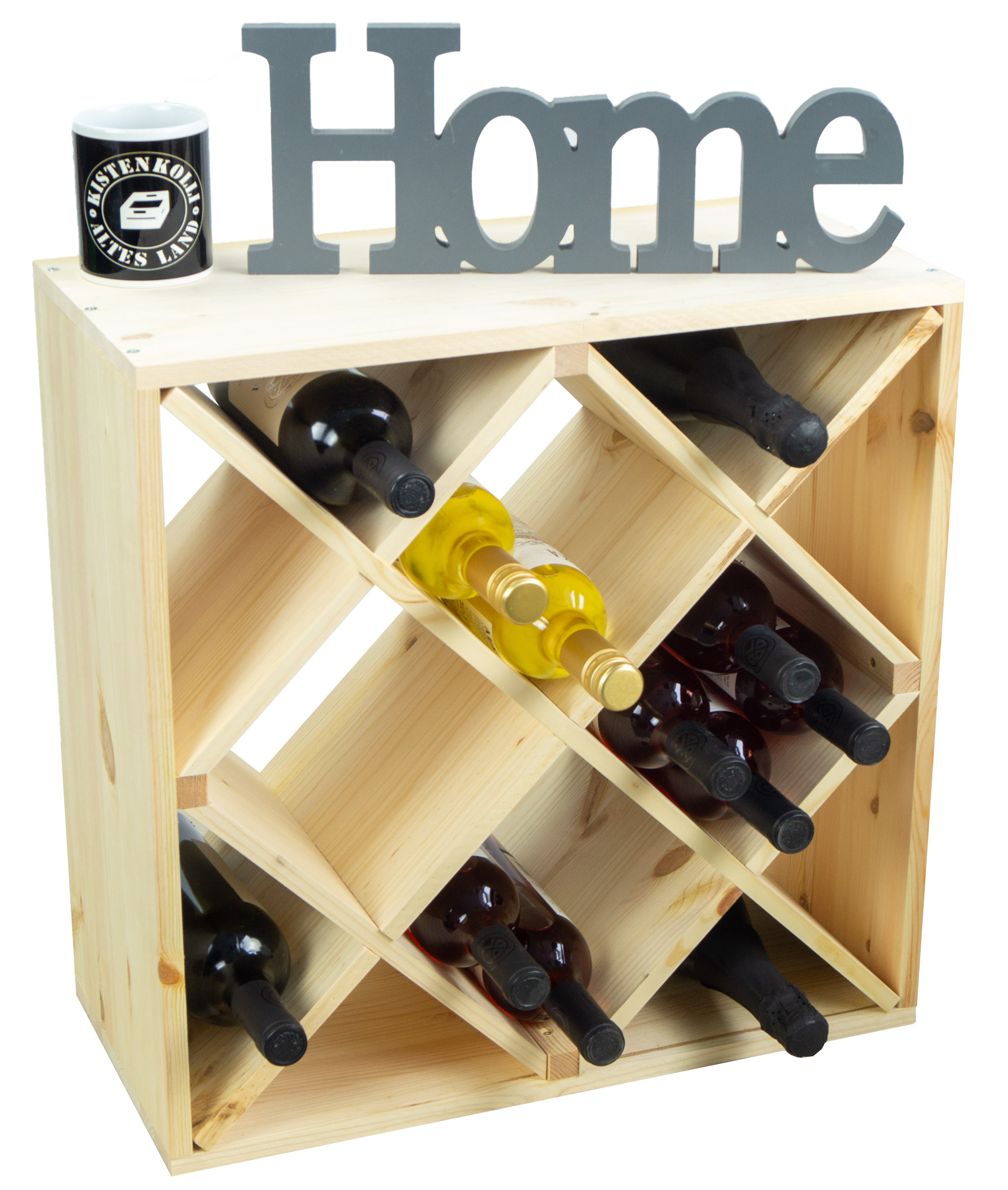 Großes Weinregal Natur 52 x 52 "Raute" Großes Weinregal Natur 52 x 52 "Raute"