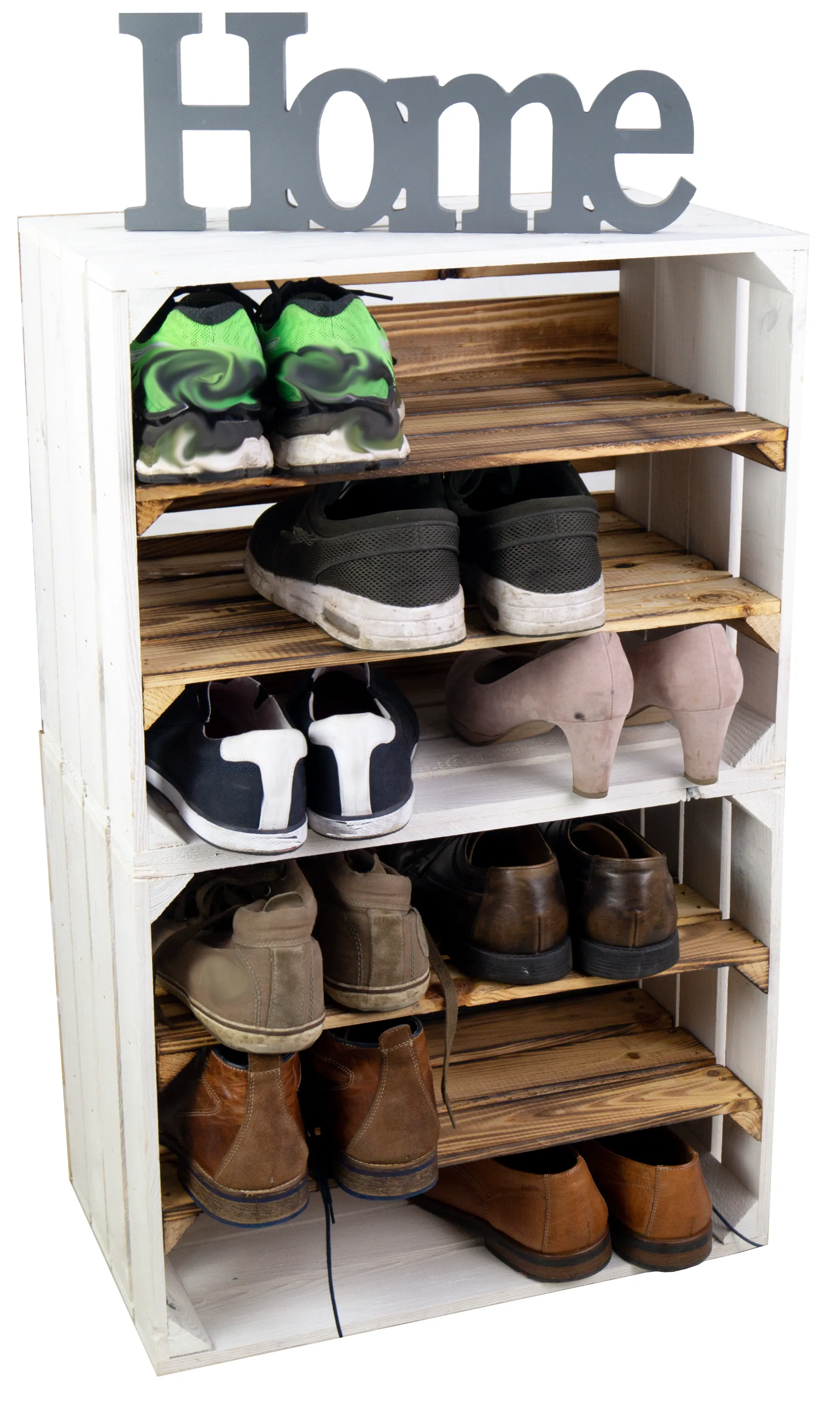 Regalkiste WEIß "Paula" doppelt geflammt LÄNGS