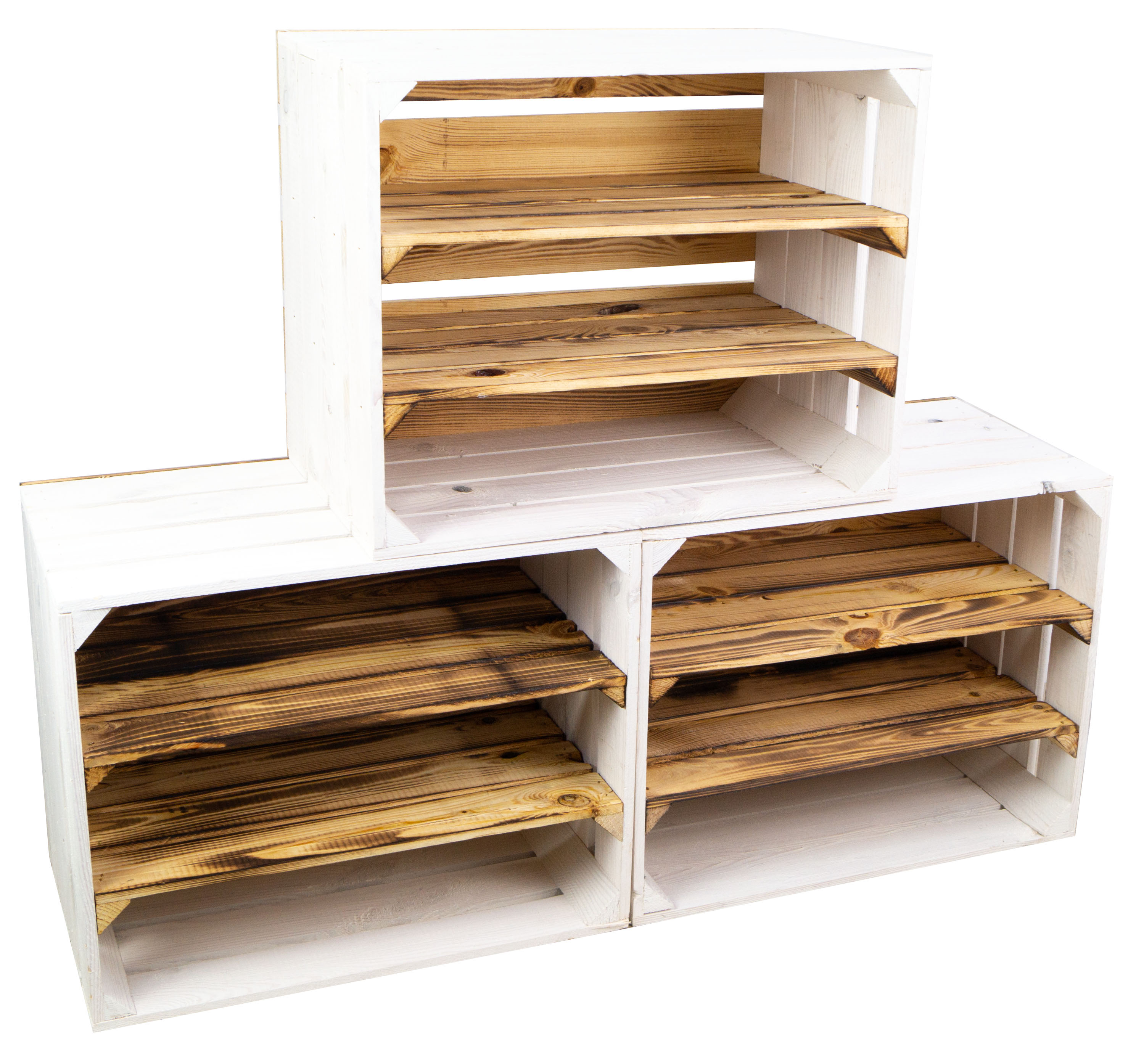 Regalkiste WEIß "Paula" doppelt geflammt LÄNGS Regalkiste WEIß "Paula" doppelt geflammt LÄNGS