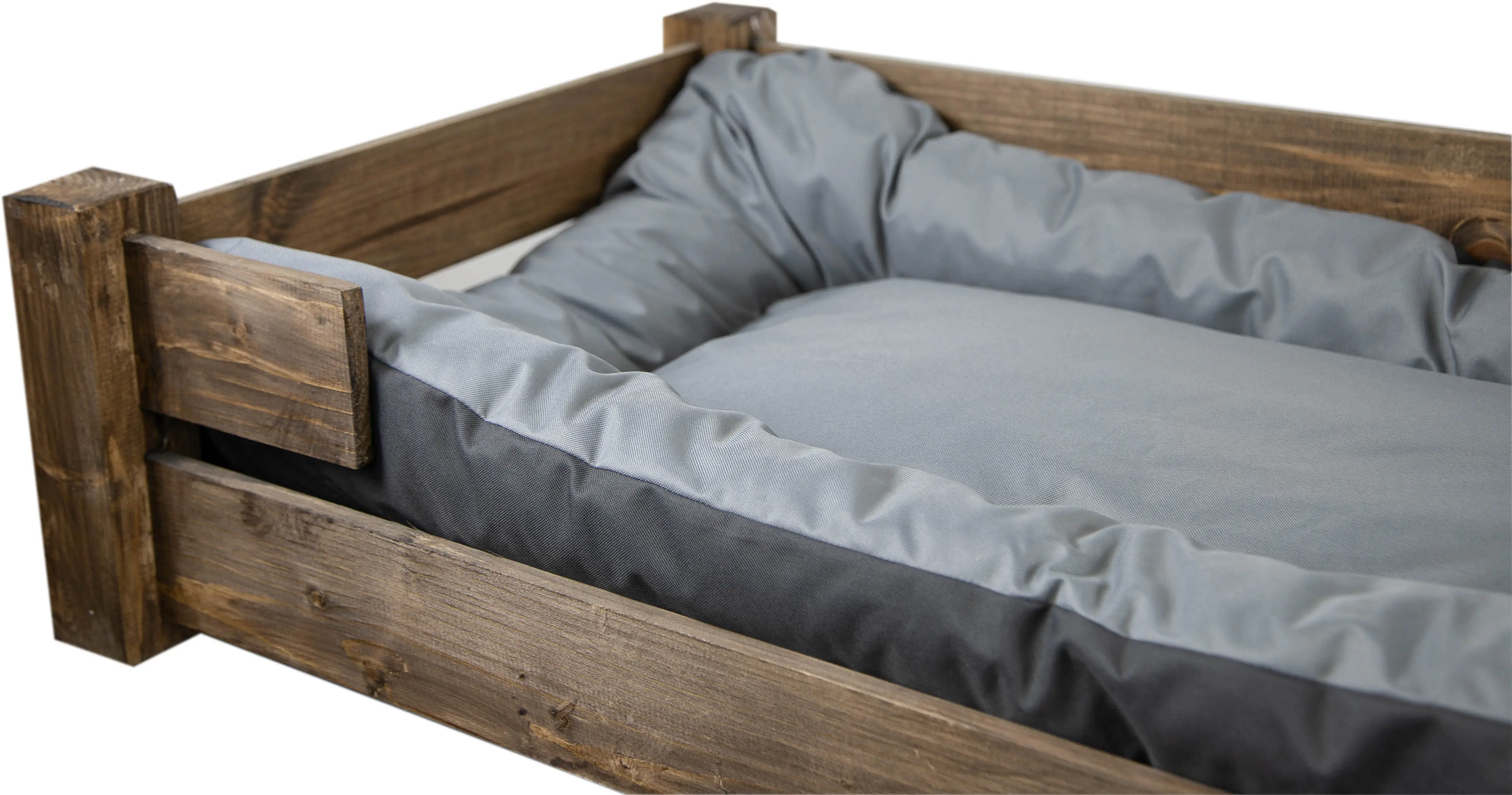 Hundebett Winston XXL Palisander mit Füßen mit Kissen grau 100x60x25cm