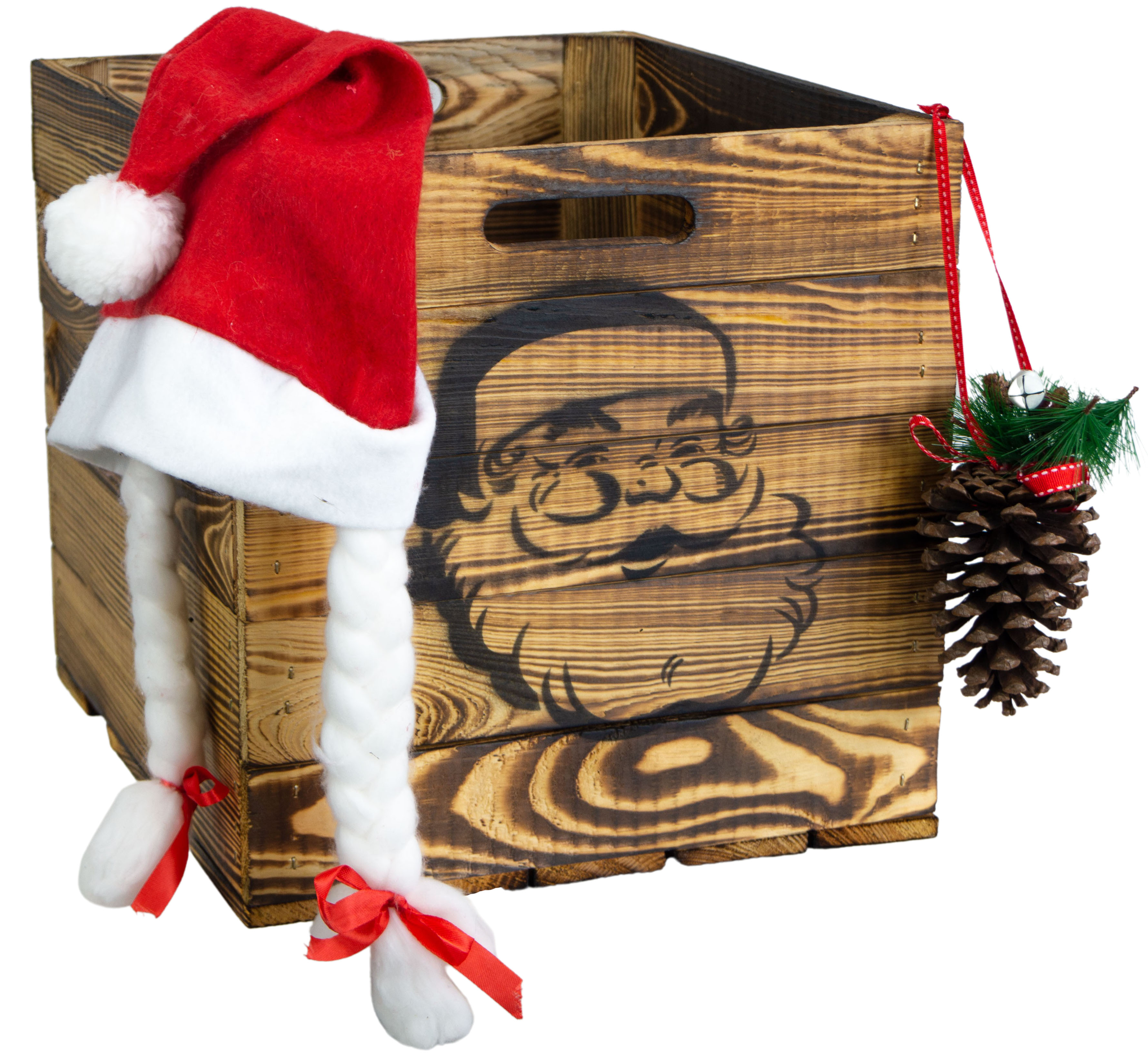 Aufbewahrungskiste geflammt mit schwarzem Weihnachtsmann passend für Kallax und Expeditregale Regaleinsatz