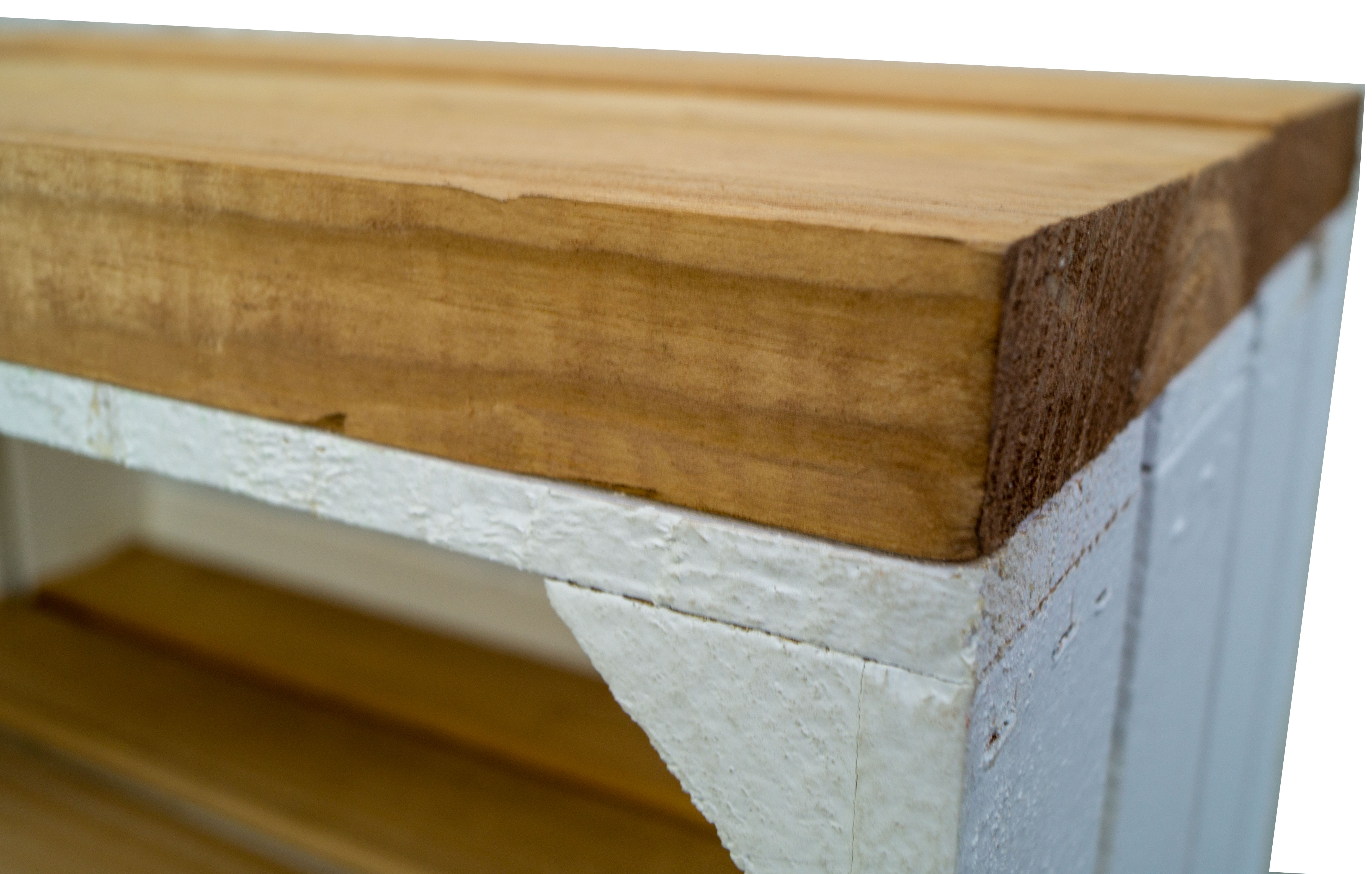 Weißer TV Schrank mit dicken Planken & Mittelbrett Natur