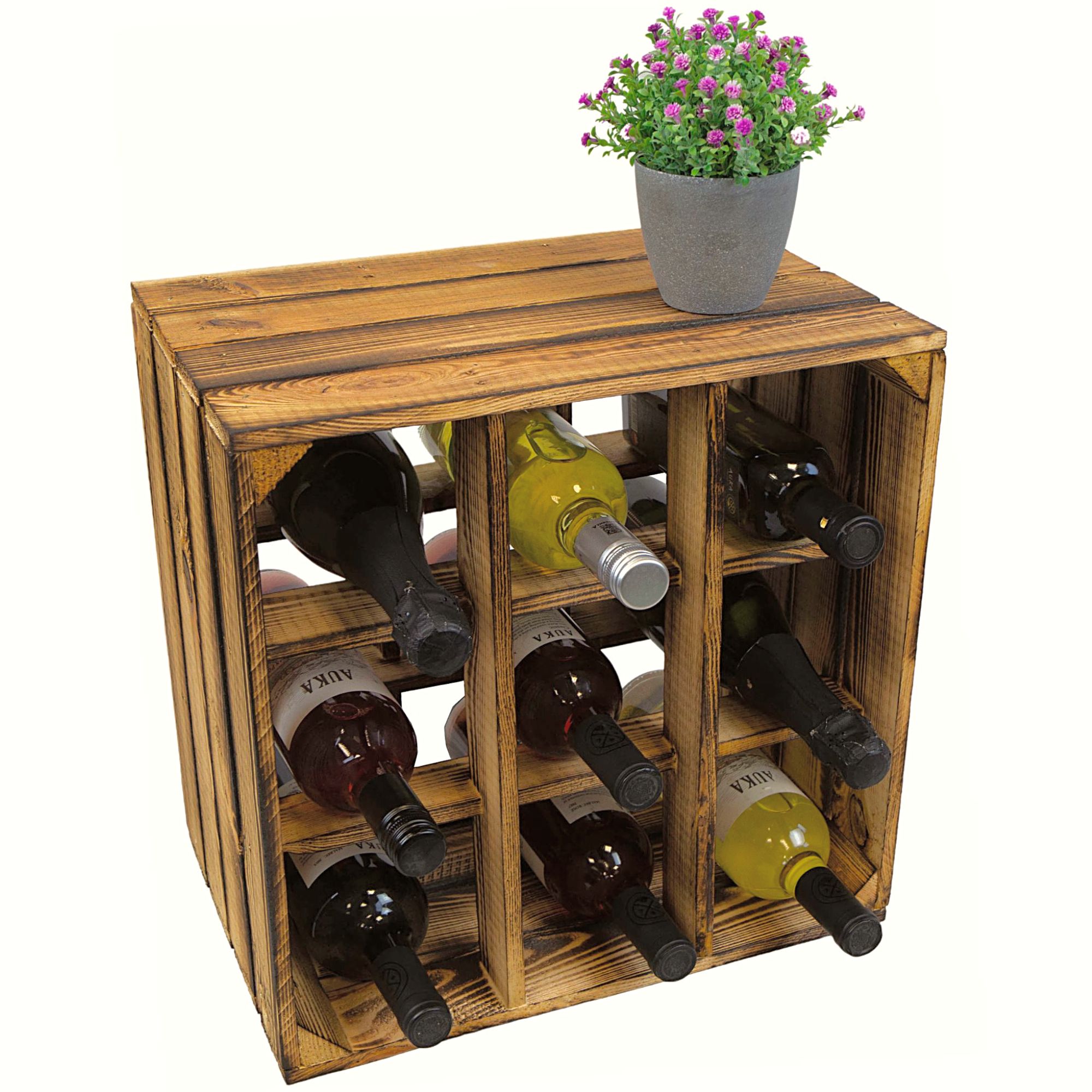Weinregal 9er mit geflammter Einlage 40x40x27cm