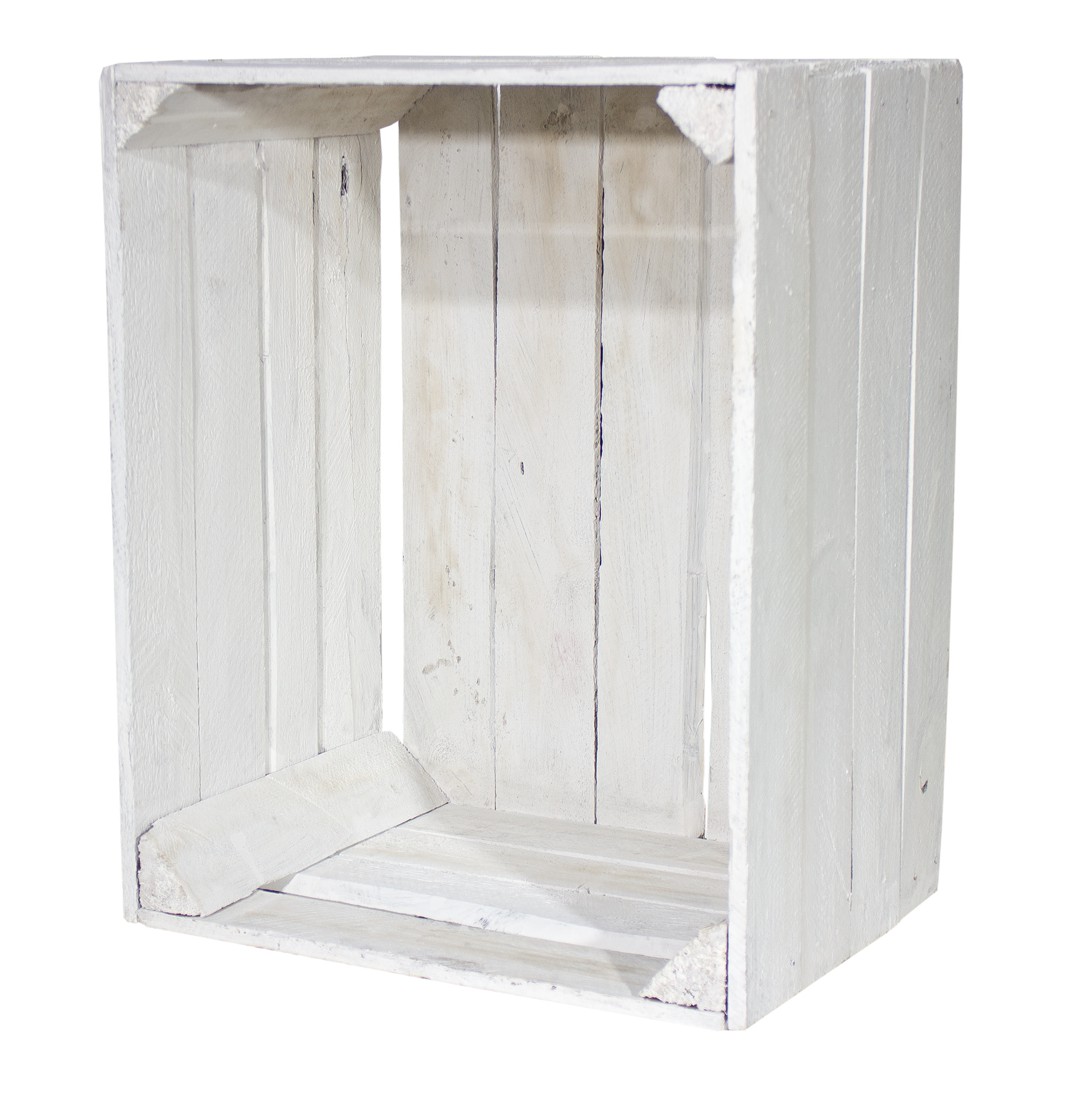 B-Ware - Alte weiße Holzkiste 50x40x30cm