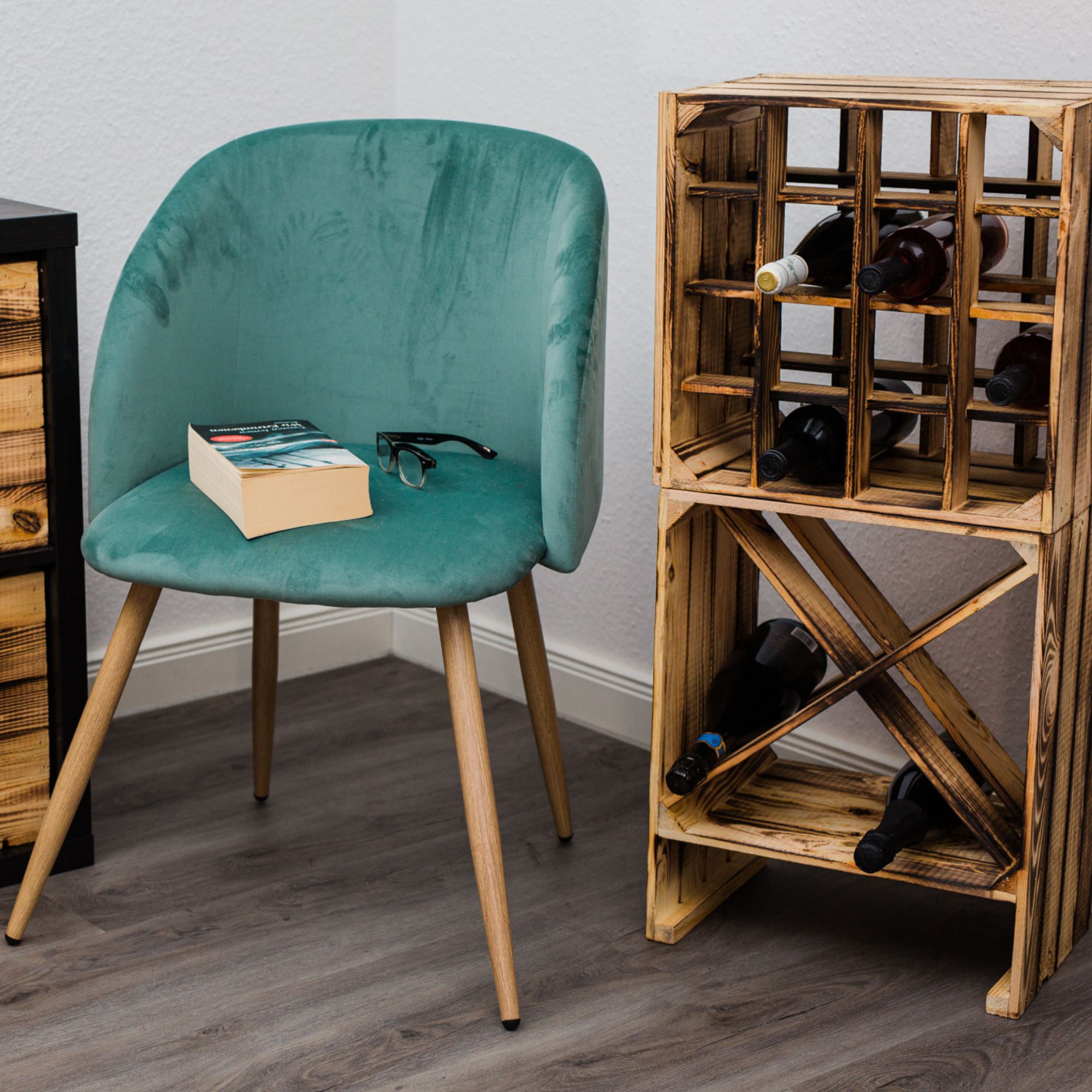 Weinregal "X" geflammt zur Flaschenlagerung 50x40x27cm" Weinregal "X" natur zur Flaschenlagerung weiß 50x40x27cm"