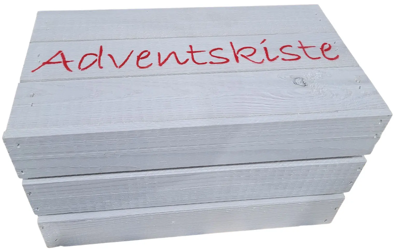 Adventskiste "Hilde" weiß ohne mit roter Schrift Adventskiste "Hilde" weiß ohne mit roter Schrift