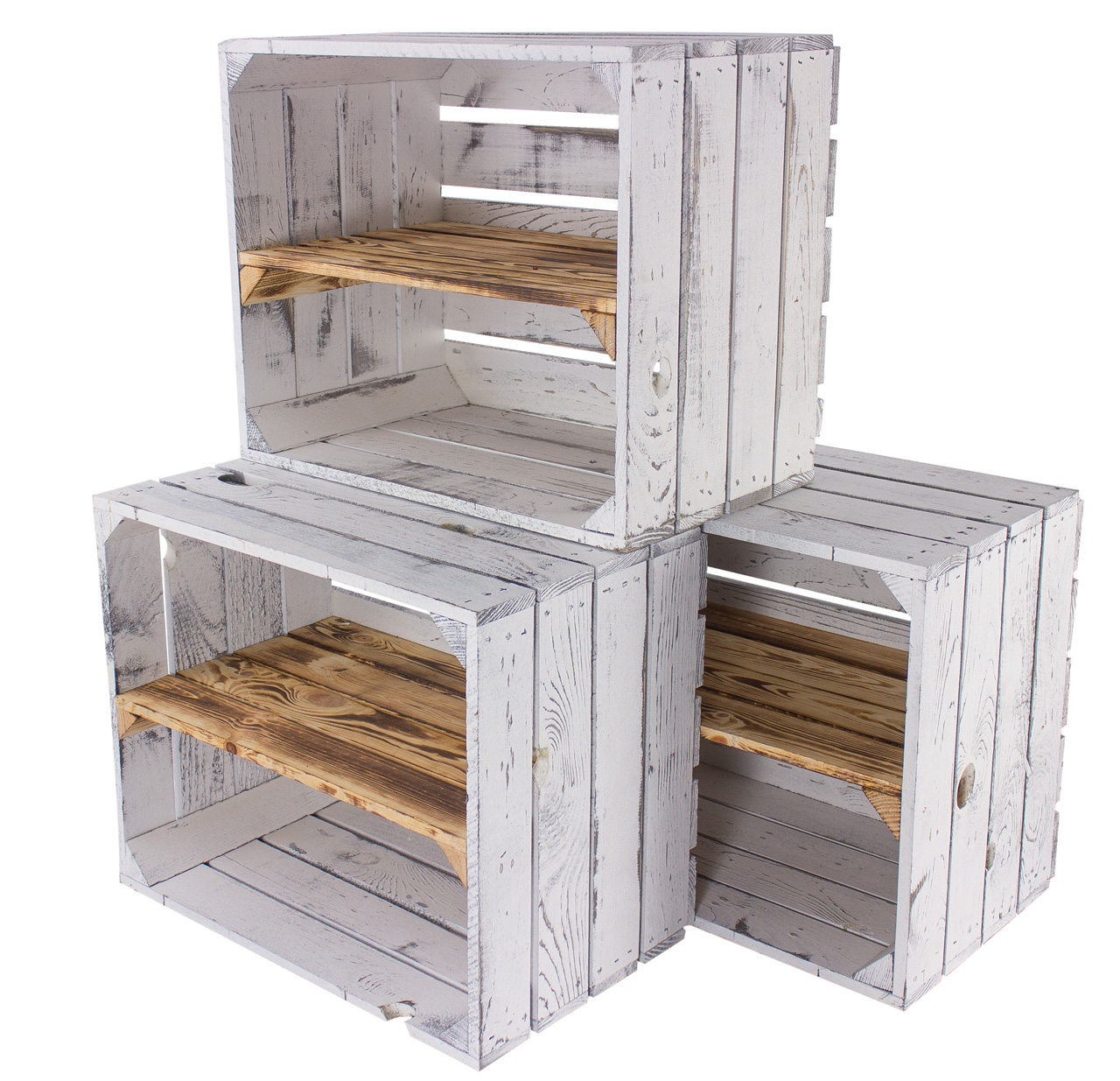 Regalkiste im Vintage Design "shabby white - geflammt" 50x40x30cm Regalkiste im Vintage Design "shabby white - geflammt" 50x40x30cm