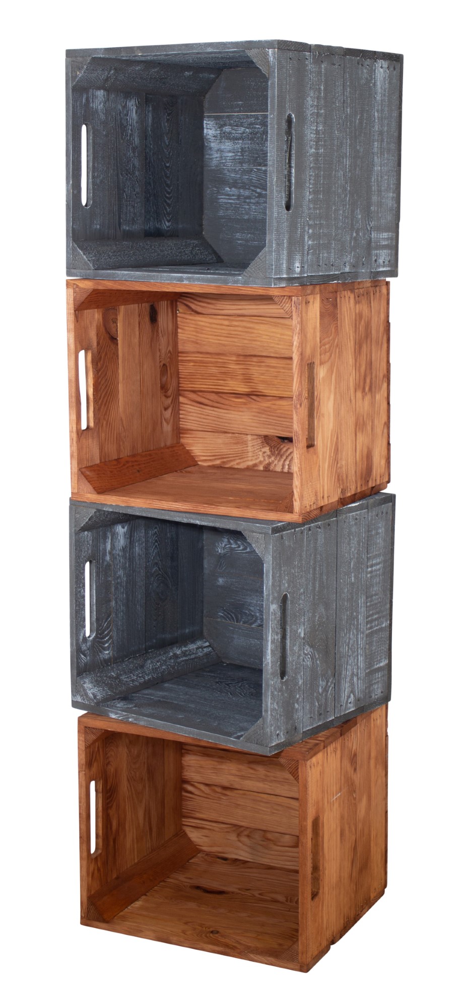 4x Holzkiste "Kallax used & schwarz" inkl. Klettfunktion